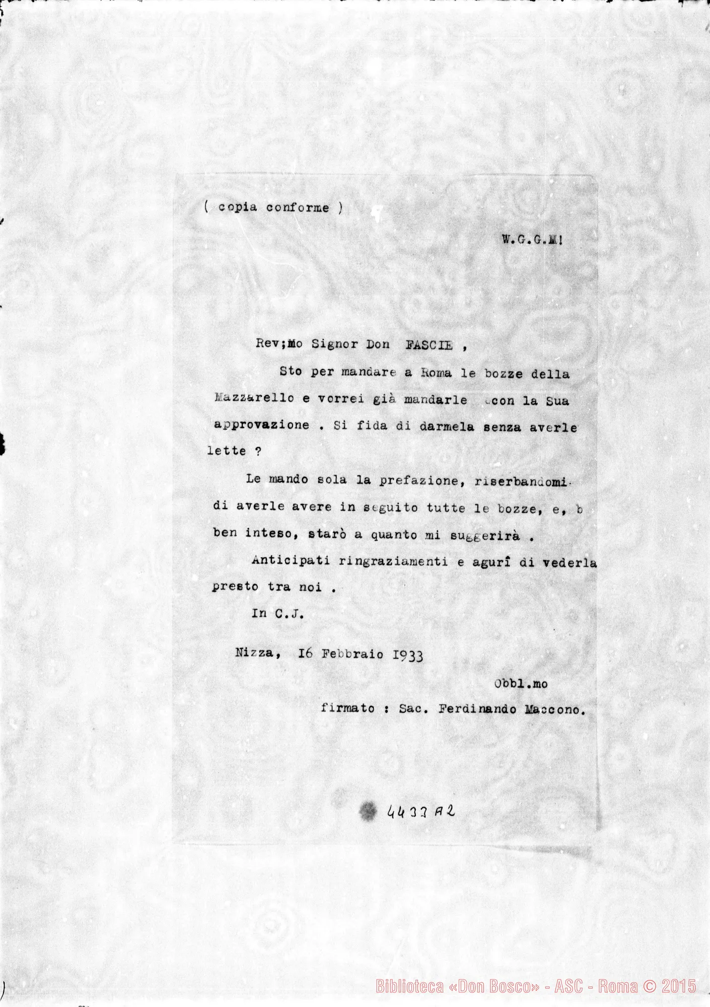Fotogramma A 2 — Don Maccono-Don Fascie. Nizza Monf., 16-02-1933