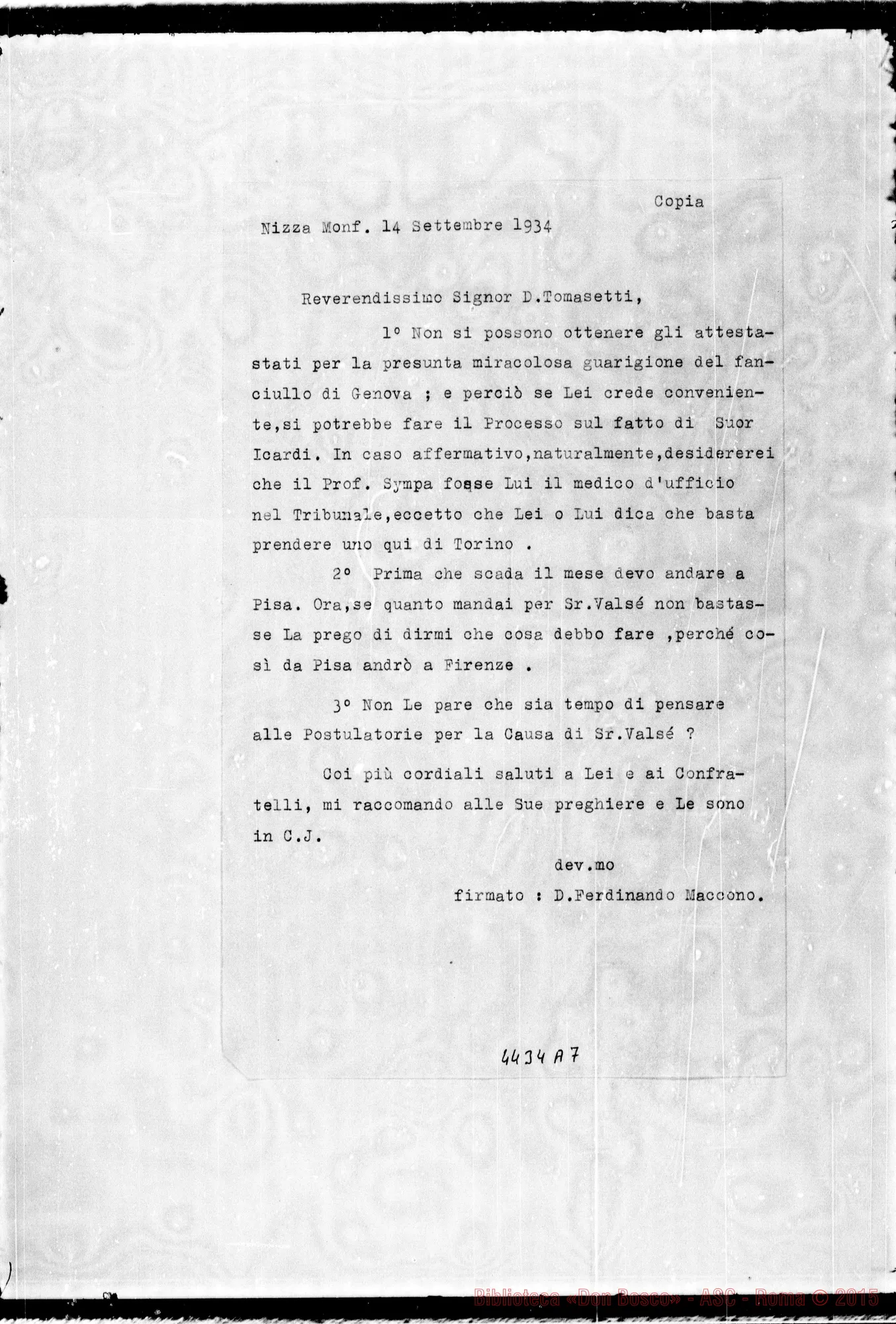 Fotogramma A 7 — Don Maccono-Don Tomasetti. Nizza Monf., 14-09-1934