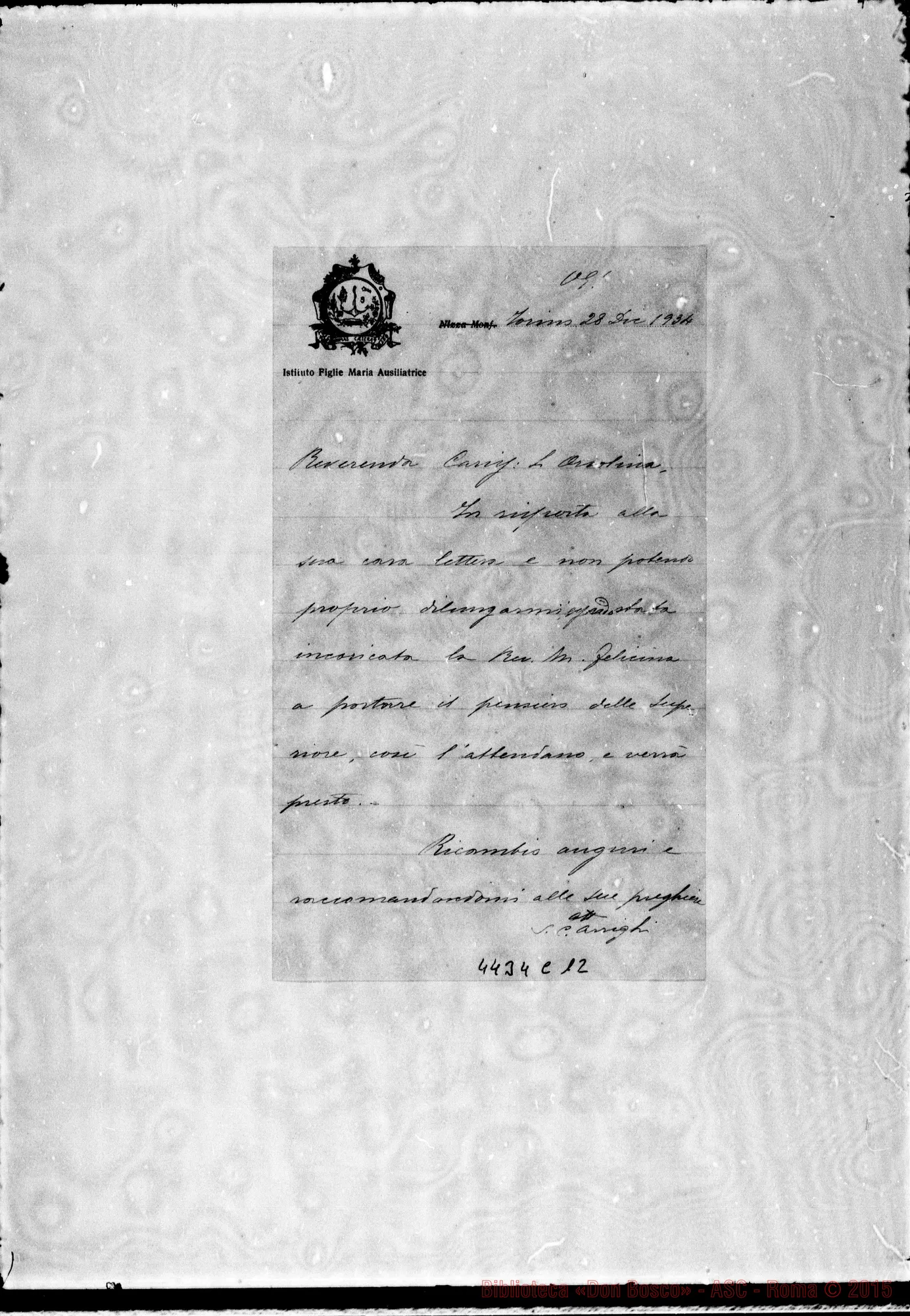 Fotogramma C 12 — Madre Arrighi-Suor Ardissone. Torino, 28-12-1934