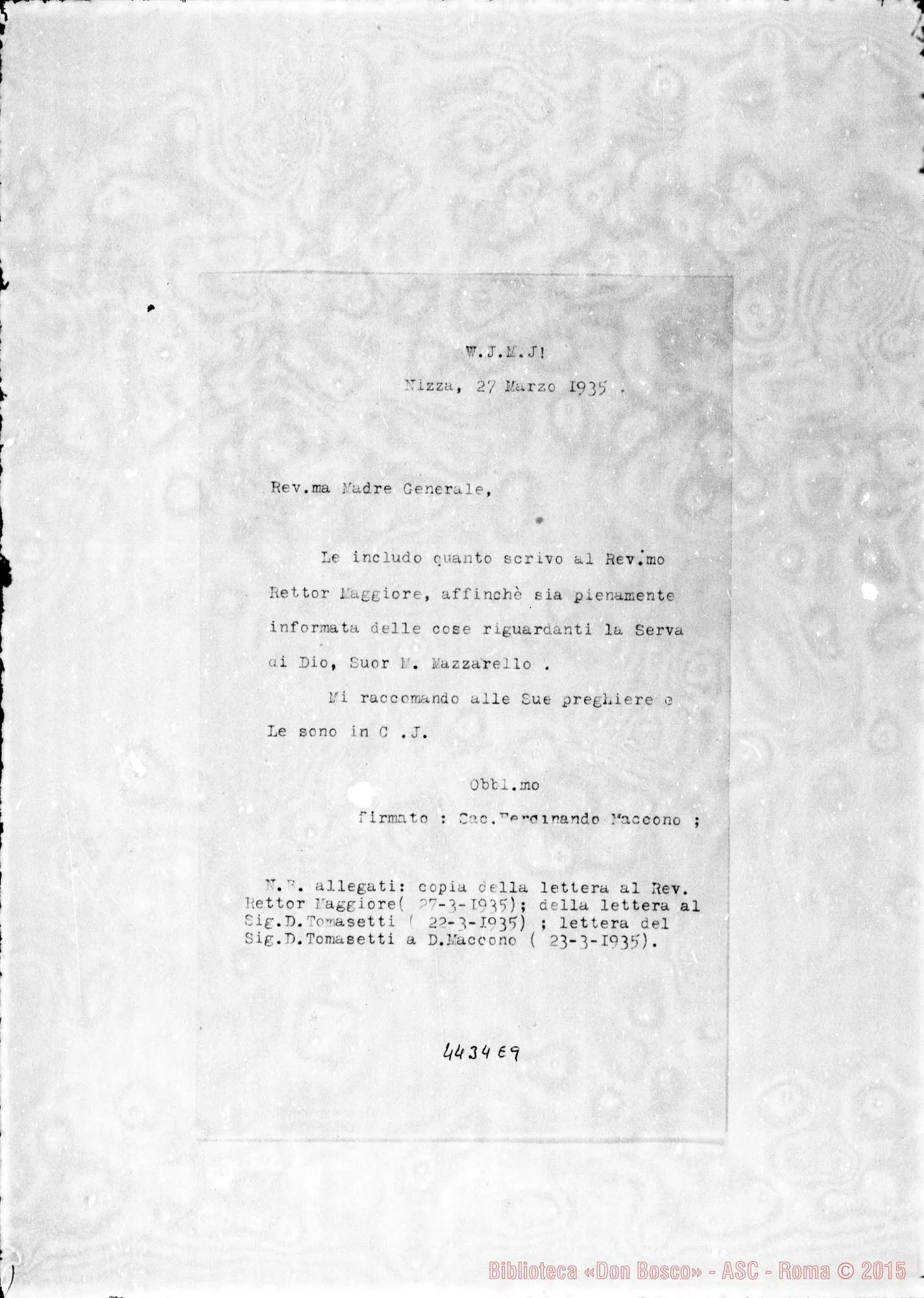 Fotogramma E 9 — Don Maccono-Madre Generale. Nizza Monf., 27-03-1935