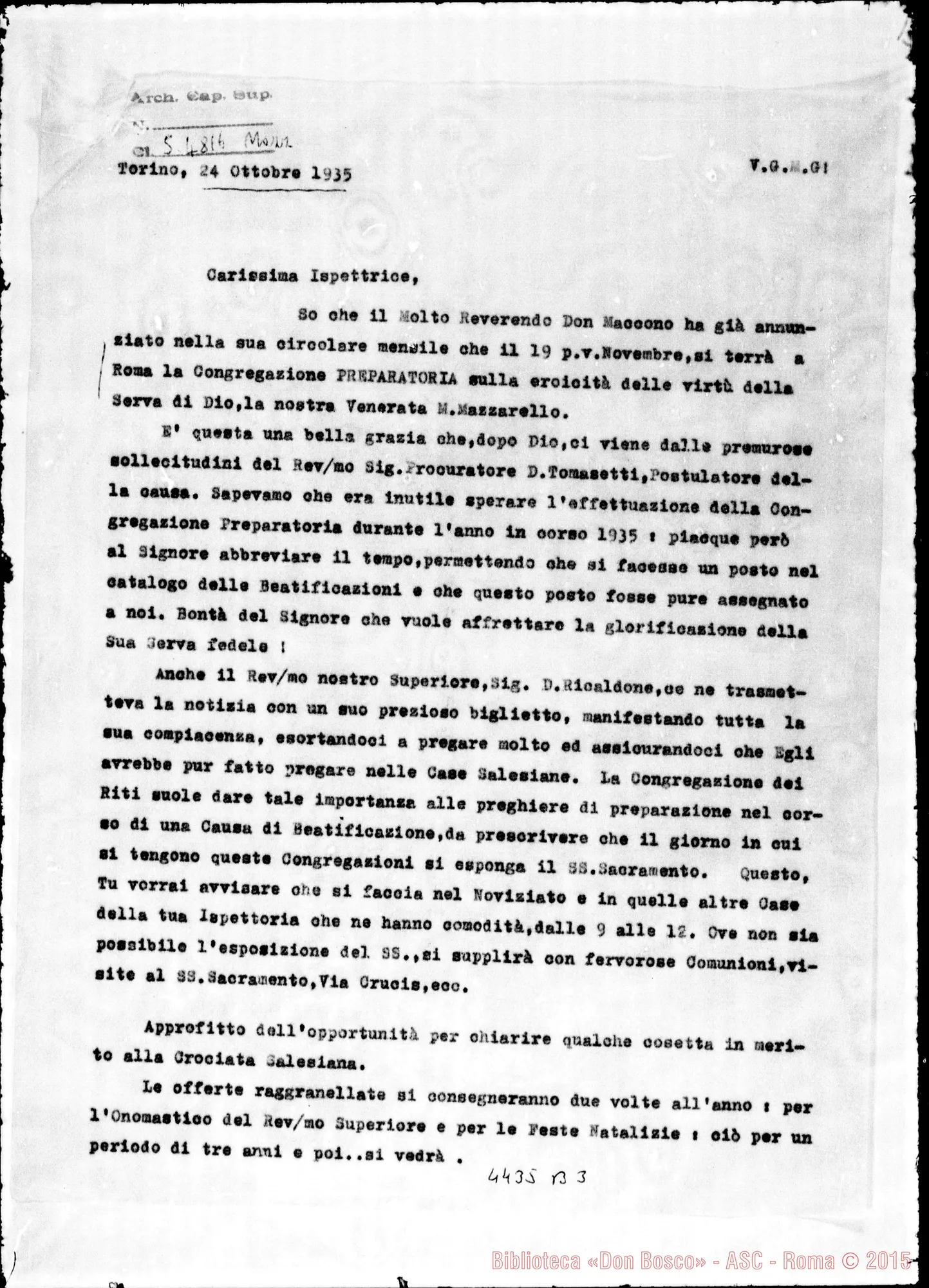 Fotogramma B 3 — Madre Luisa Vaschetti-Ispettrice. Torino, 24-10-1935
