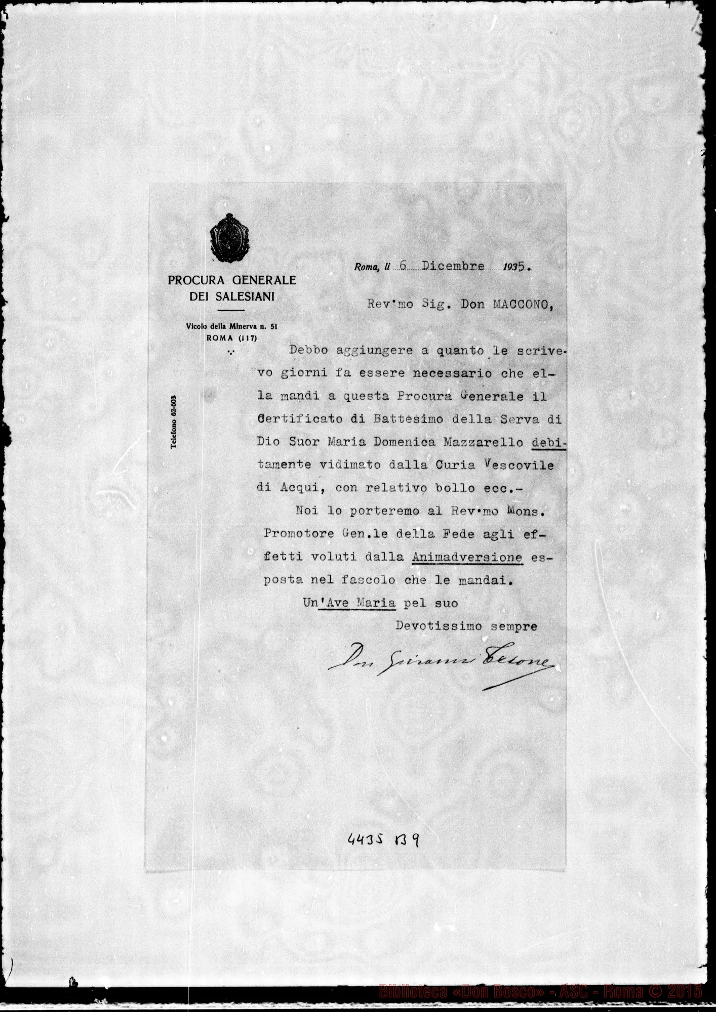 Fotogramma B 9 — Don Trione Giovanni-Don Maccono. Roma, 6-12-1935