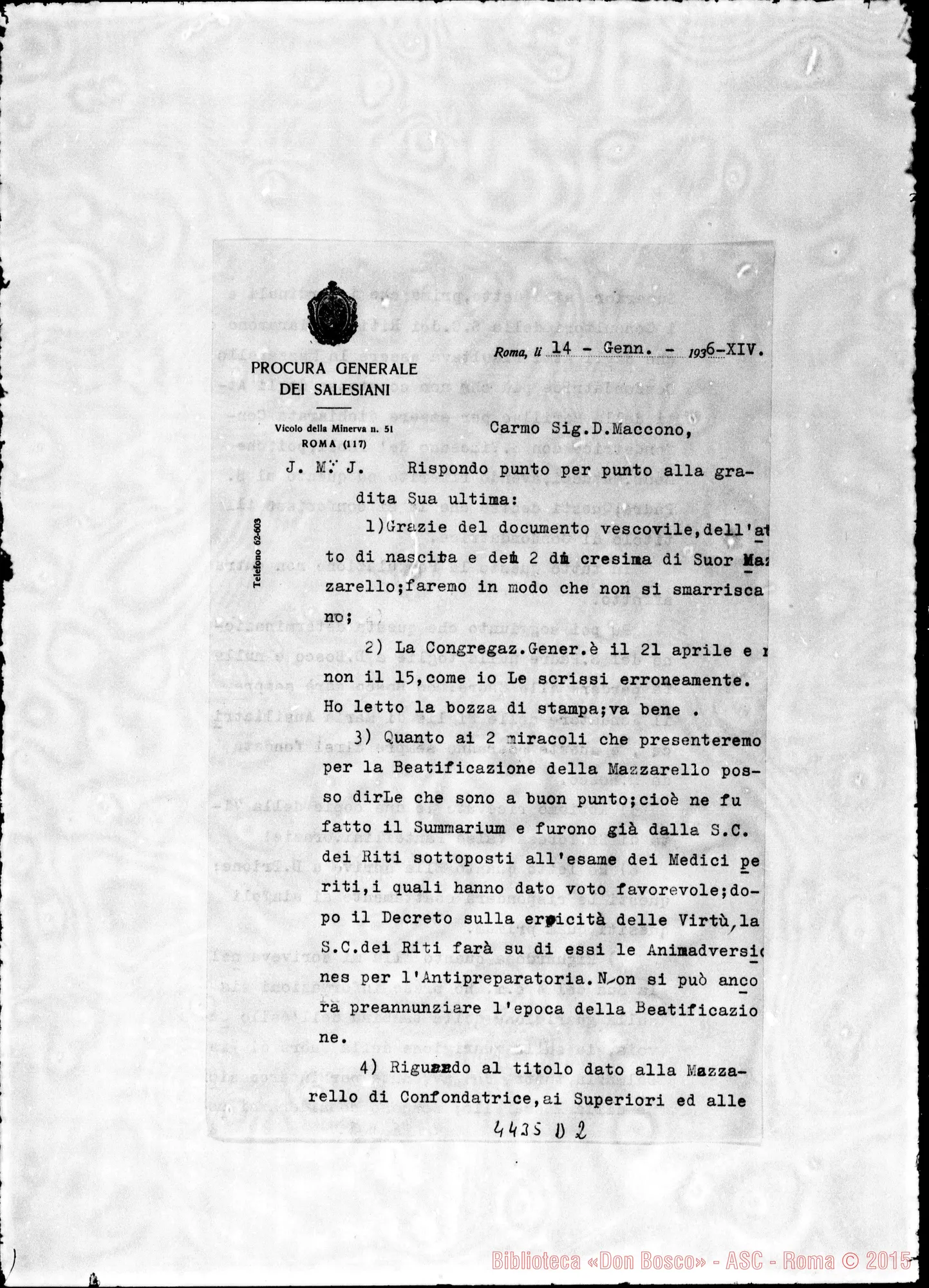 Fotogramma D 2 — Don Tomasetti-Don Maccono. Roma, 14-01-1936. Anche sul titolo «Confondatrice»