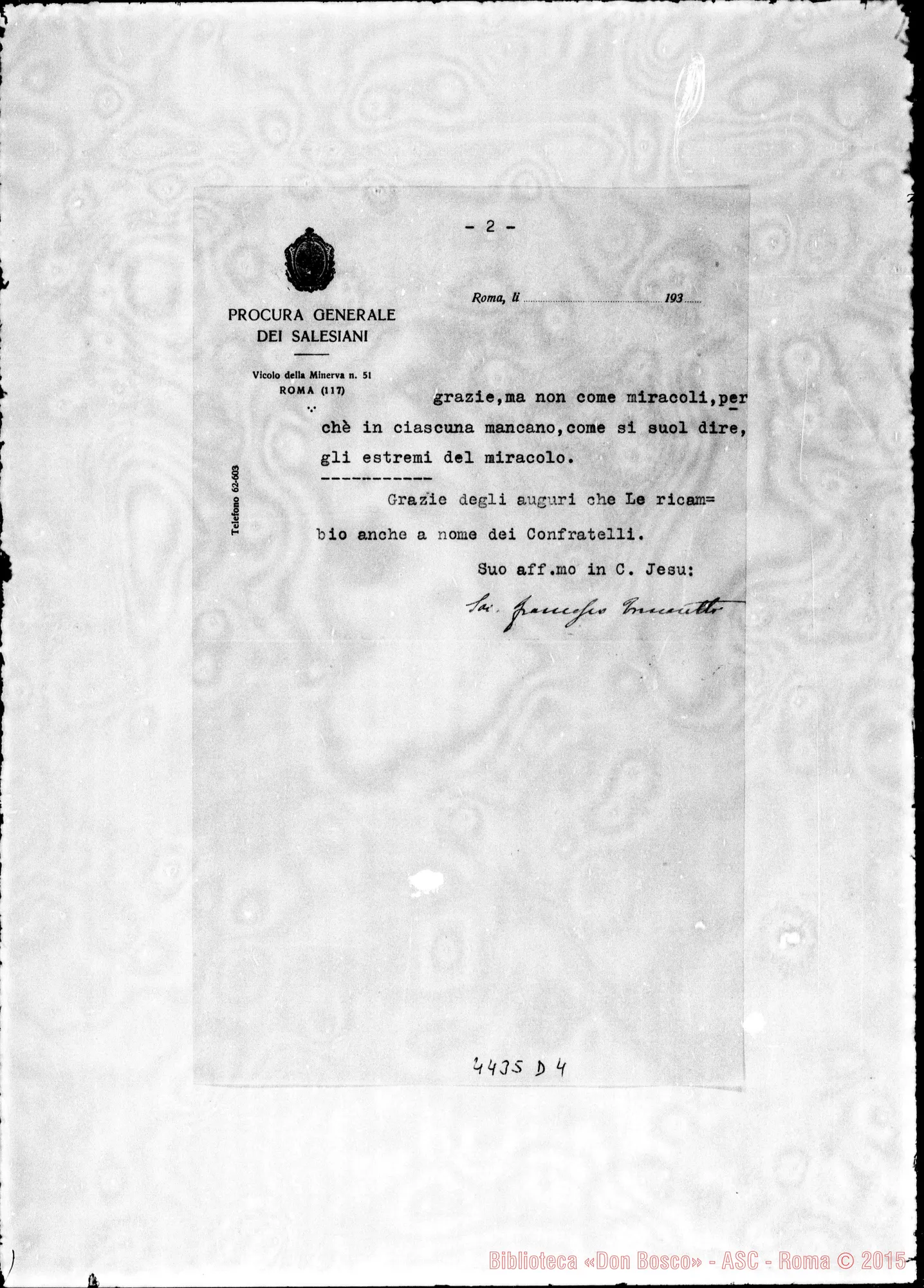 Fotogramma D 4 — Don Tomasetti-Don Maccono. Roma, 14-01-1936. Anche sul titolo «Confondatrice»