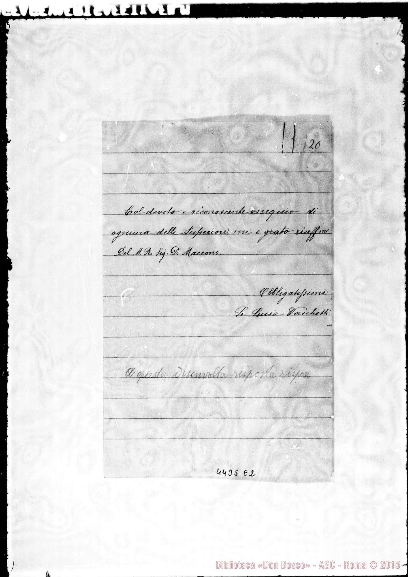 Fotogramma E 2 — Madre Luisa Vaschetti-Don Maccono. Torino, 30-01-1936. Don Borino circolare.