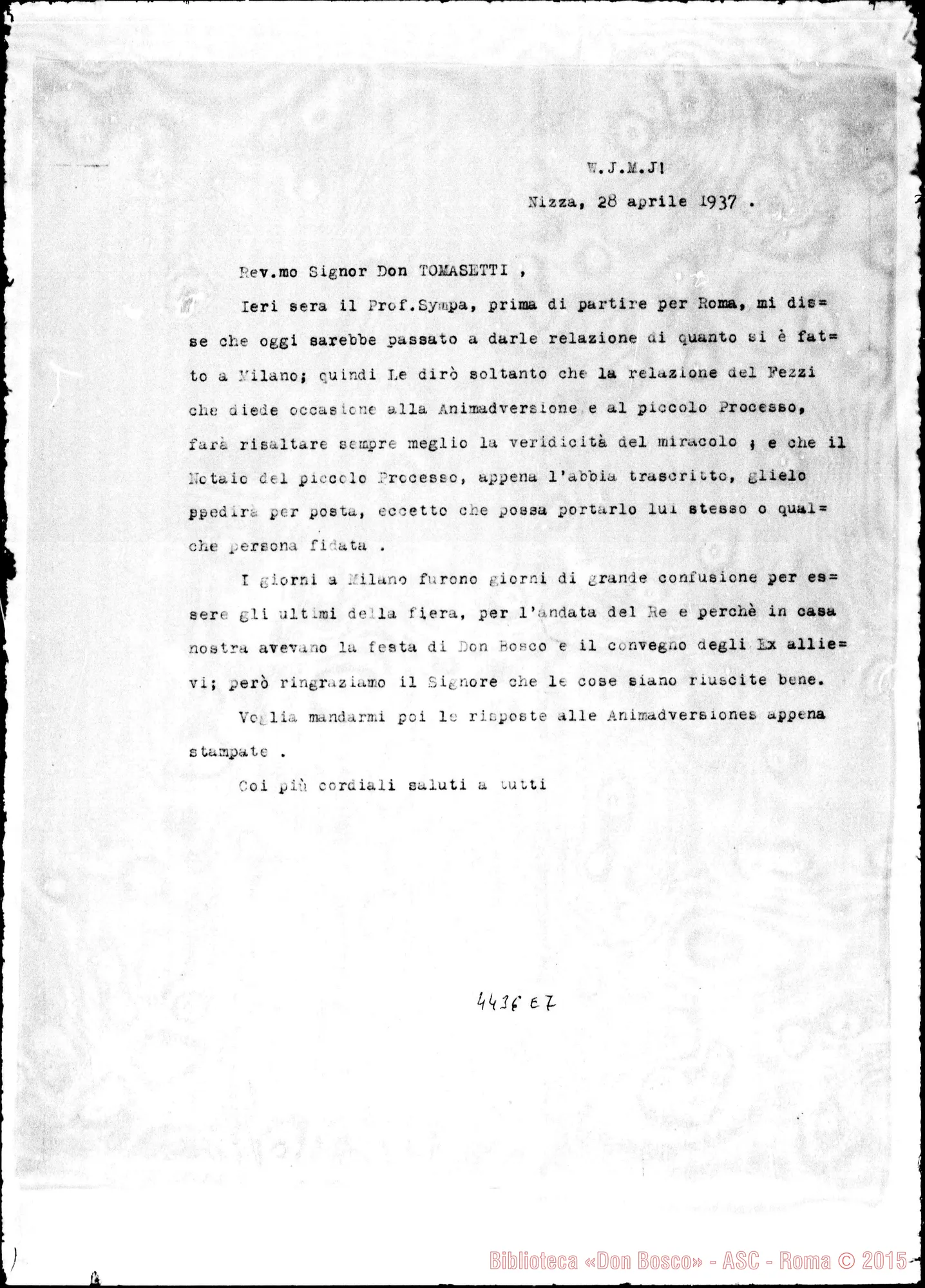 Fotogramma E 7 — Don Maccono-Don Tomasetti. Nizza Monf., 28-04-1937
