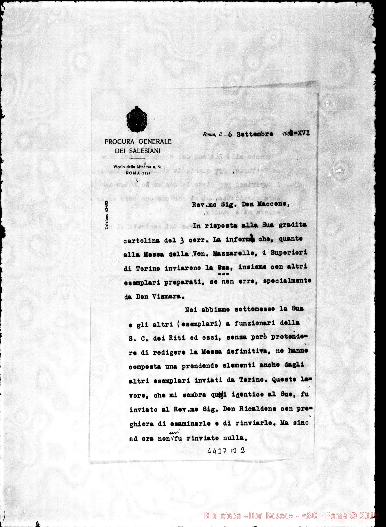 Fotogramma B 2 — Don Tomasetti-Don Maccono. Roma, 6-09-1938