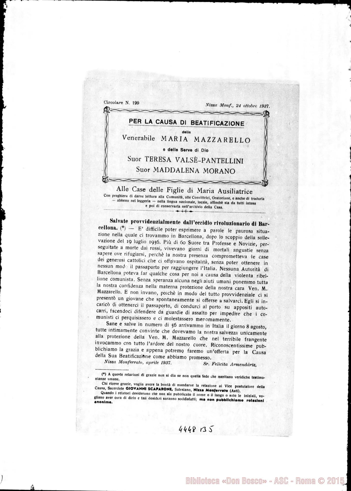 Fotogramma B 5 — Dal 24 settembre 1937 fino al settembre 1949