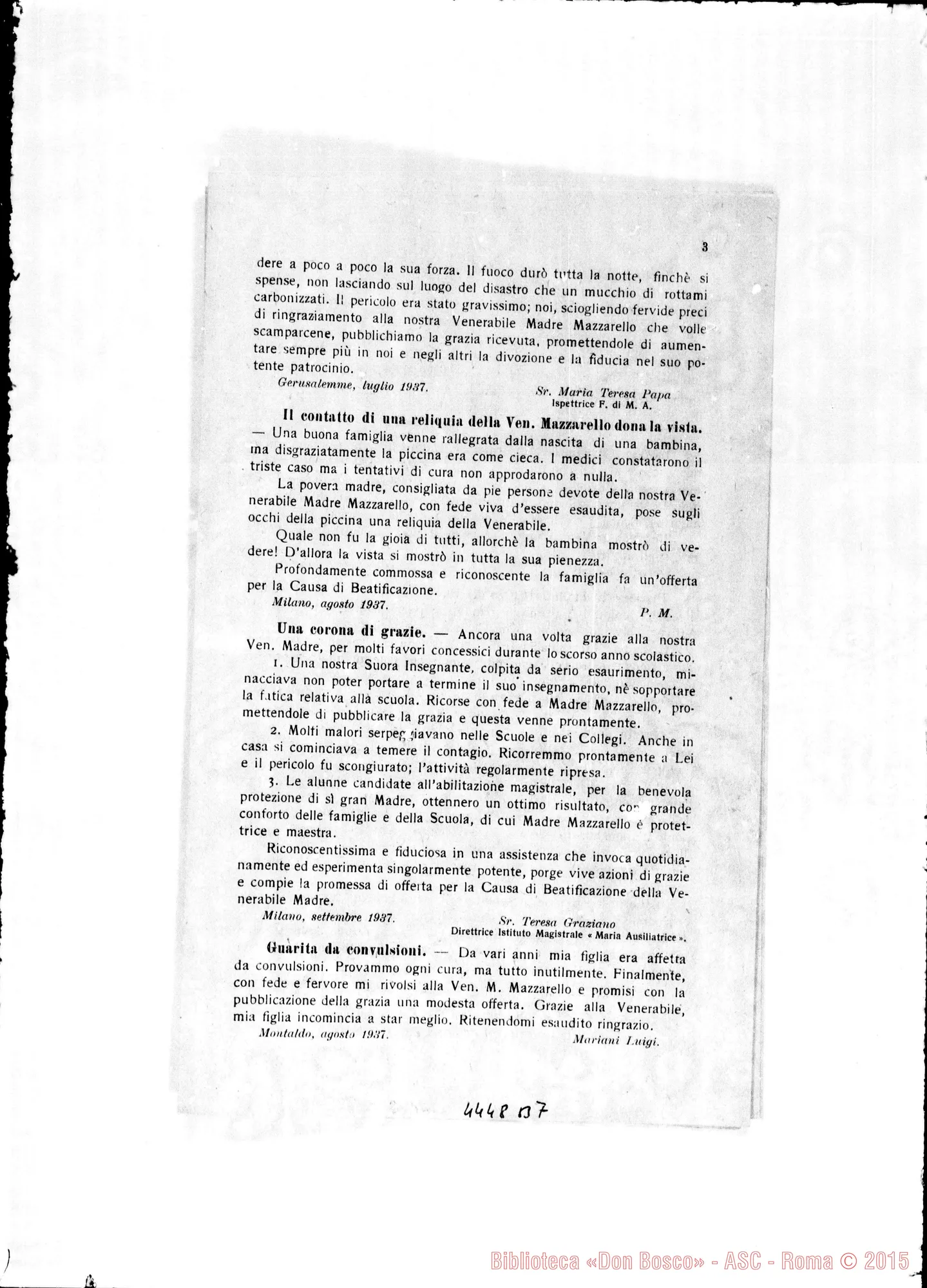 Fotogramma B 7 — Dal 24 settembre 1937 fino al settembre 1949