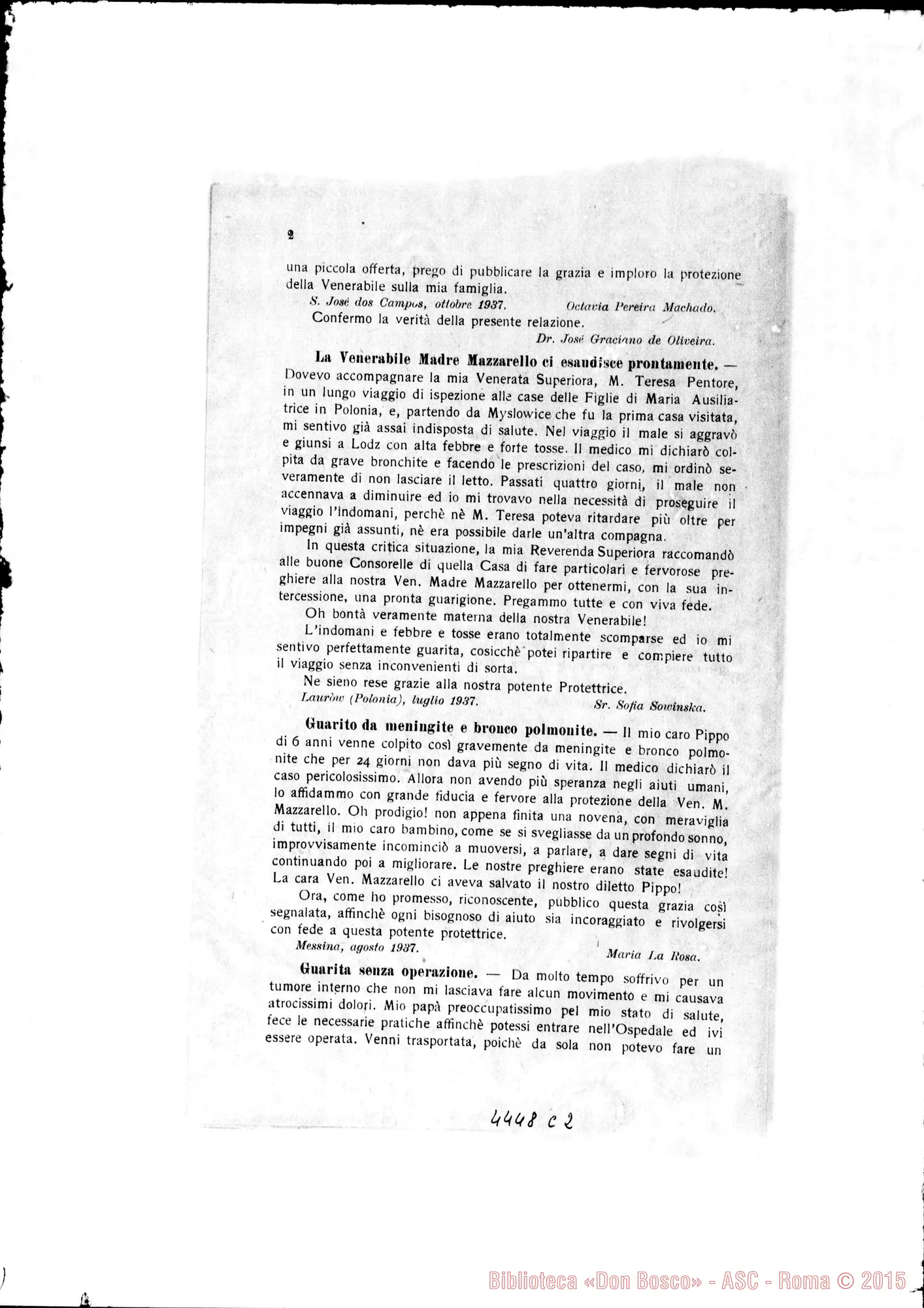 Fotogramma C 2 — Dal 24 settembre 1937 fino al settembre 1949