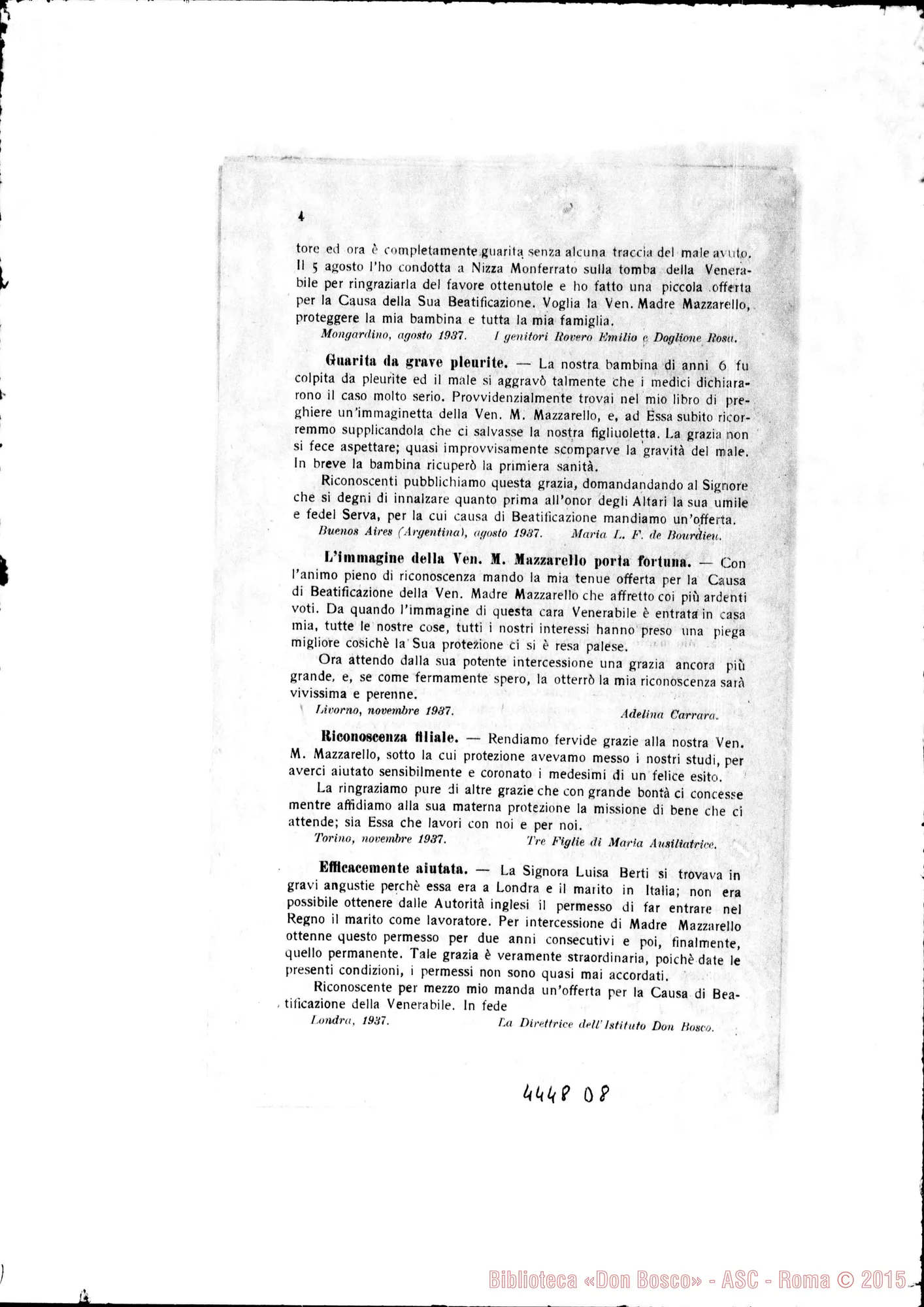 Fotogramma D 8 — Dal 24 settembre 1937 fino al settembre 1949