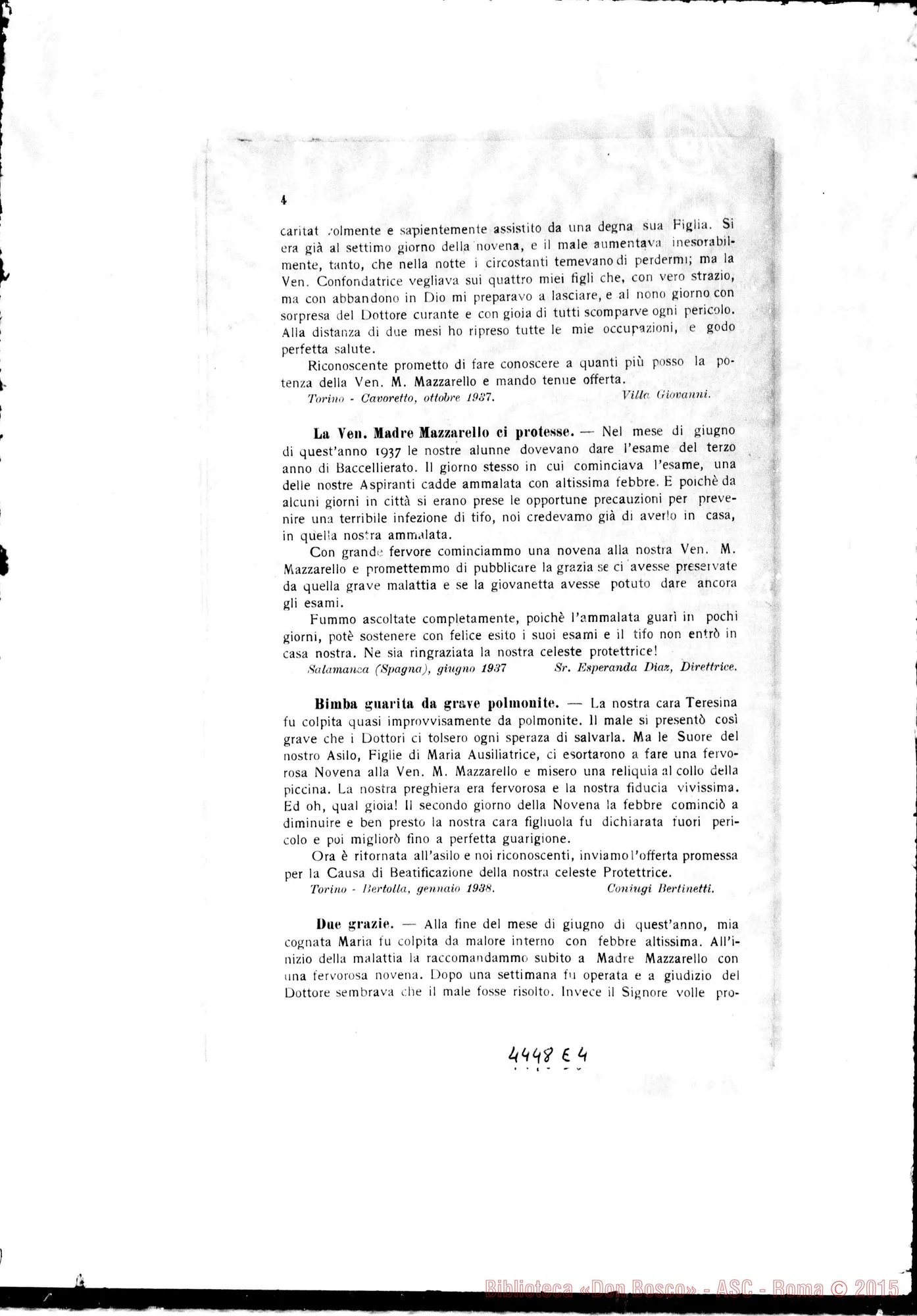 Fotogramma E 4 — Dal 24 settembre 1937 fino al settembre 1949