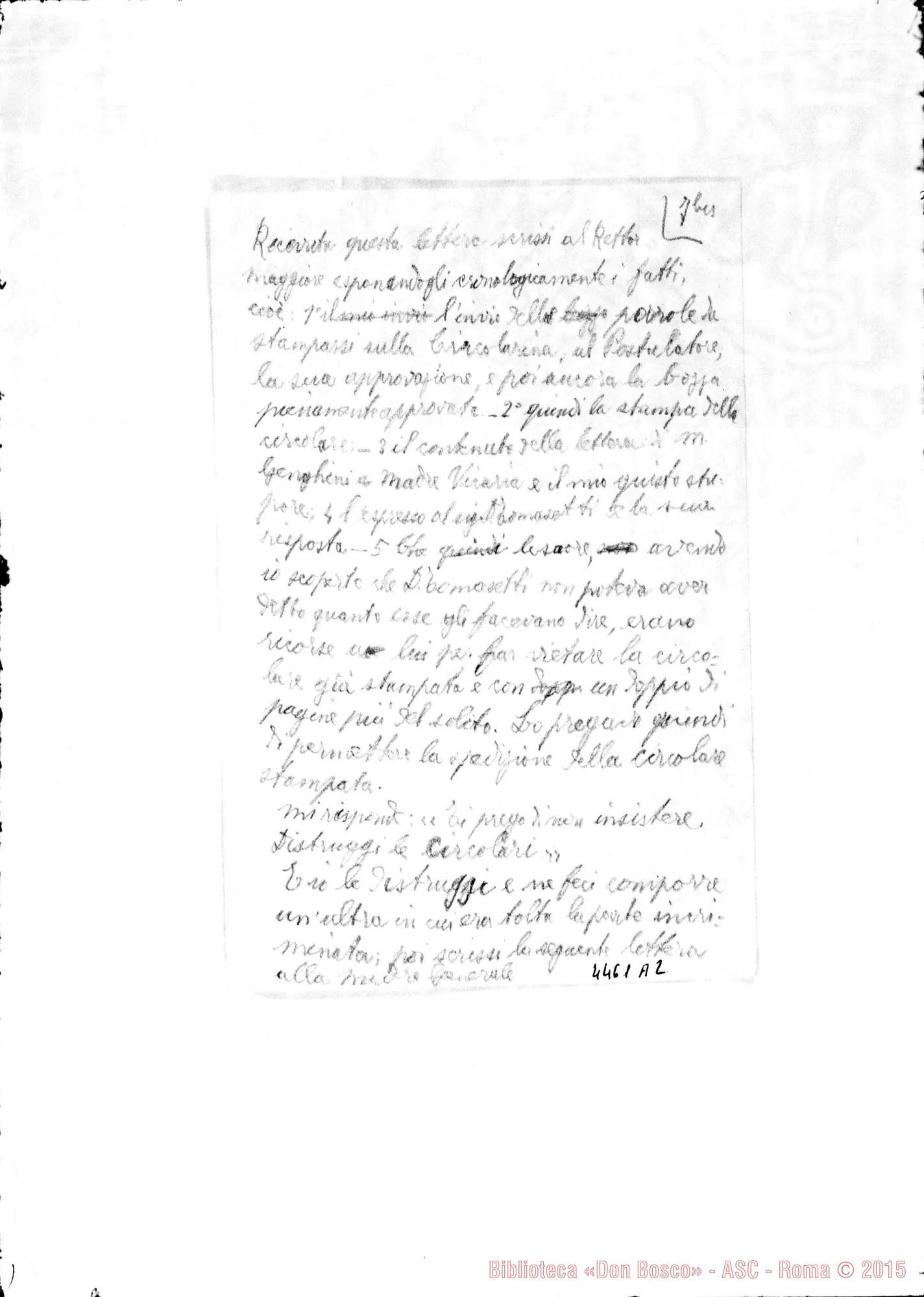 Fotogramma A 2 — Don Maccono: minuta di lettera senza intestazione E s.d.