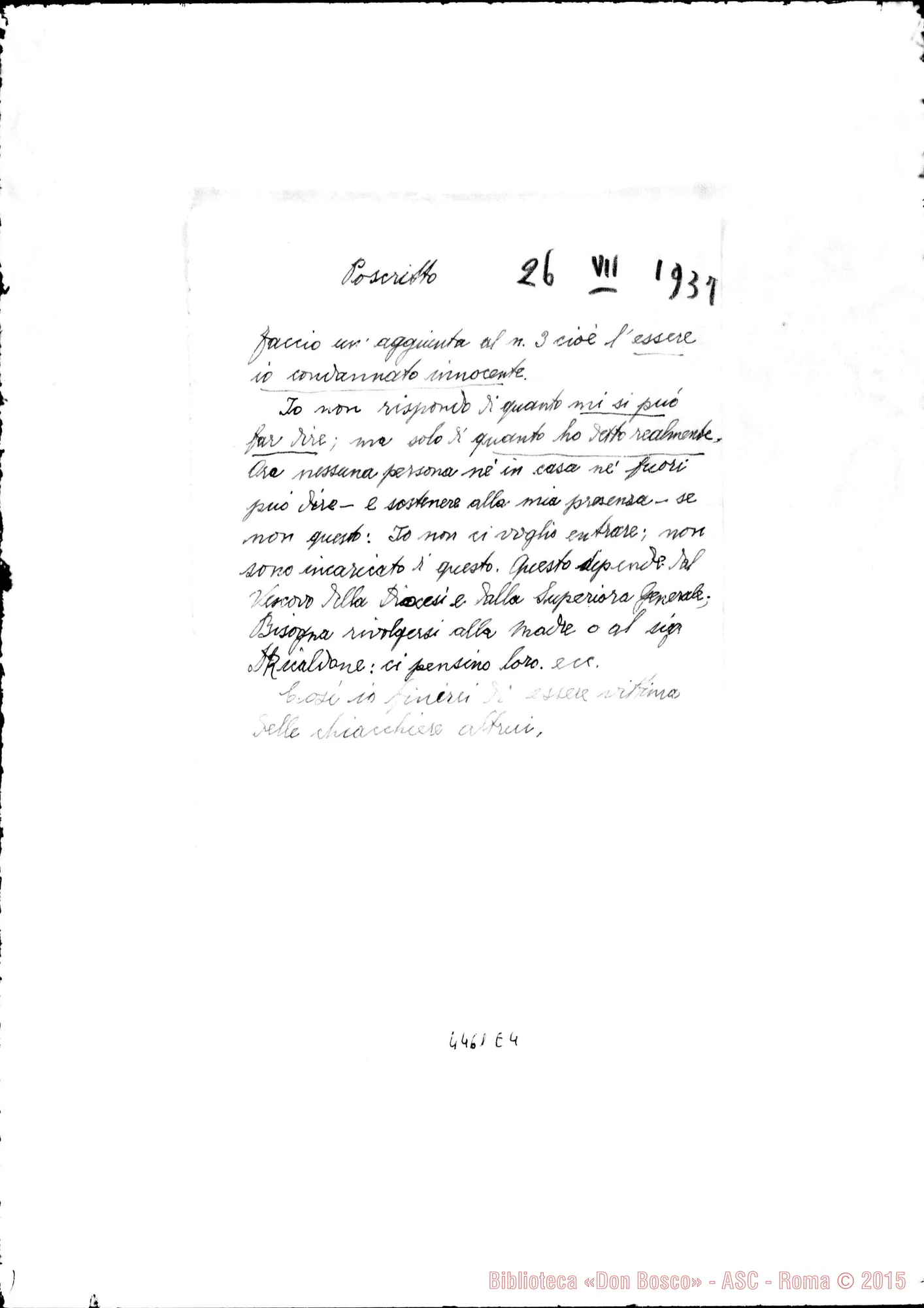 Fotogramma E 4 — Don Maccono-Don Ricaldone. Nizza Monf., 26-07-1937. All. trascrizione con note aggiunte
