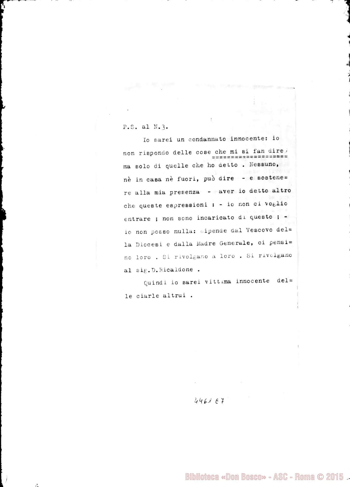 Fotogramma E 7 — Don Maccono-Don Ricaldone. Nizza Monf., 26-07-1937. All. trascrizione con note aggiunte