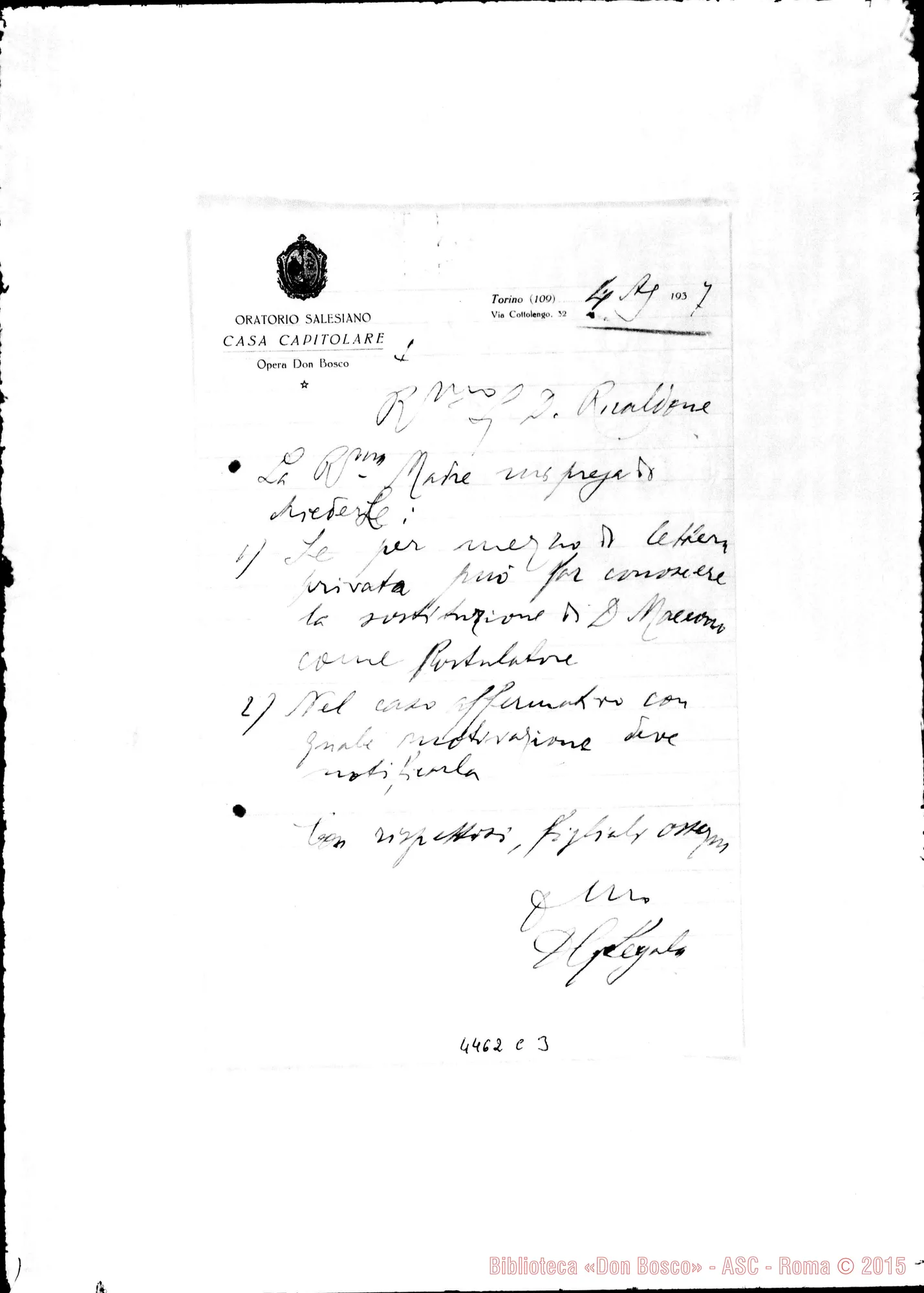 Fotogramma C 3 — Don Segala-Don Ricaldone. Torino, 4-08-1937