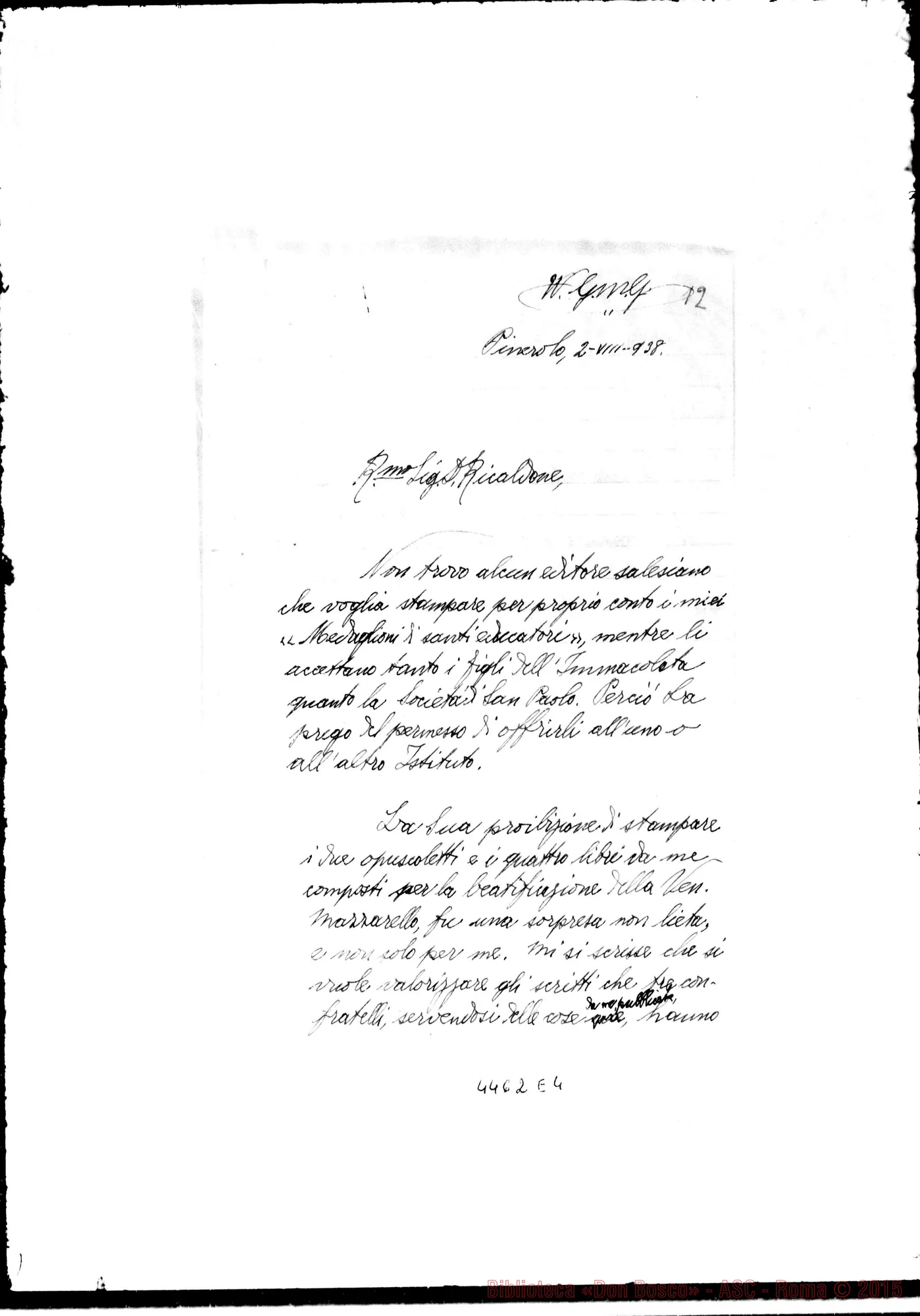 Fotogramma E 4 — Don Maccono-Don Ricaldone. Pinerolo, 2-08-1938