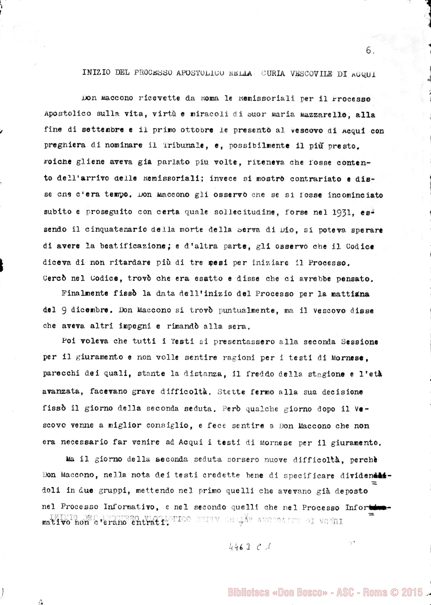 Fotogramma C 1 — DON MACCONO: «Per la Storia». Dt. Appunti per la storia di una Beatificazione