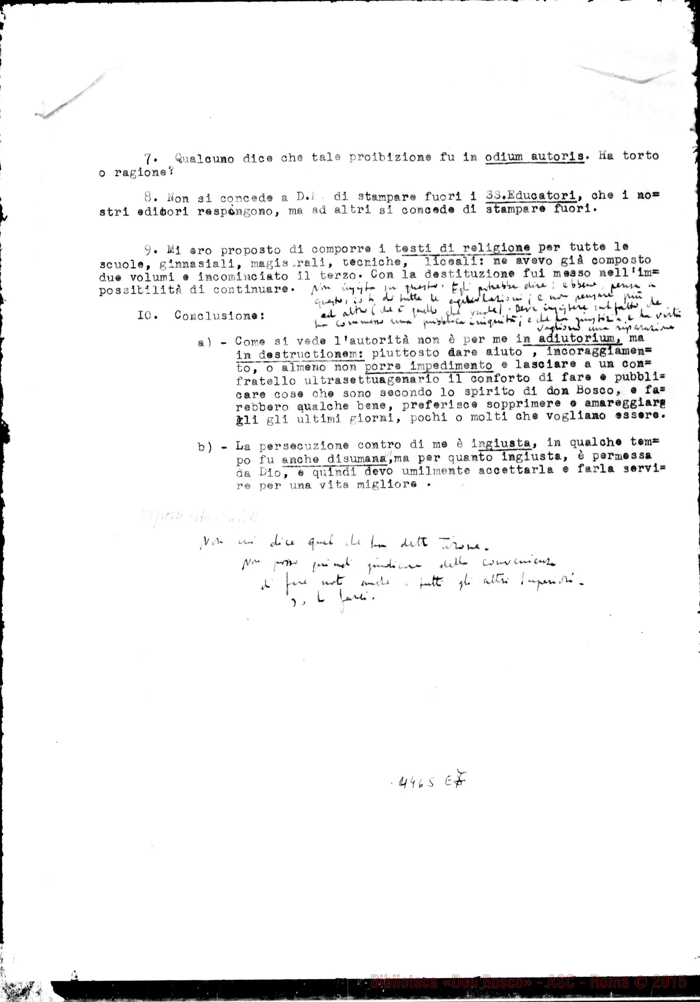 Fotogramma E 7 — Don Maccono-[Don Ricaldone]. Data probabile: 6-02-1939. Dt. con note di D. Maccono E di D. Borio