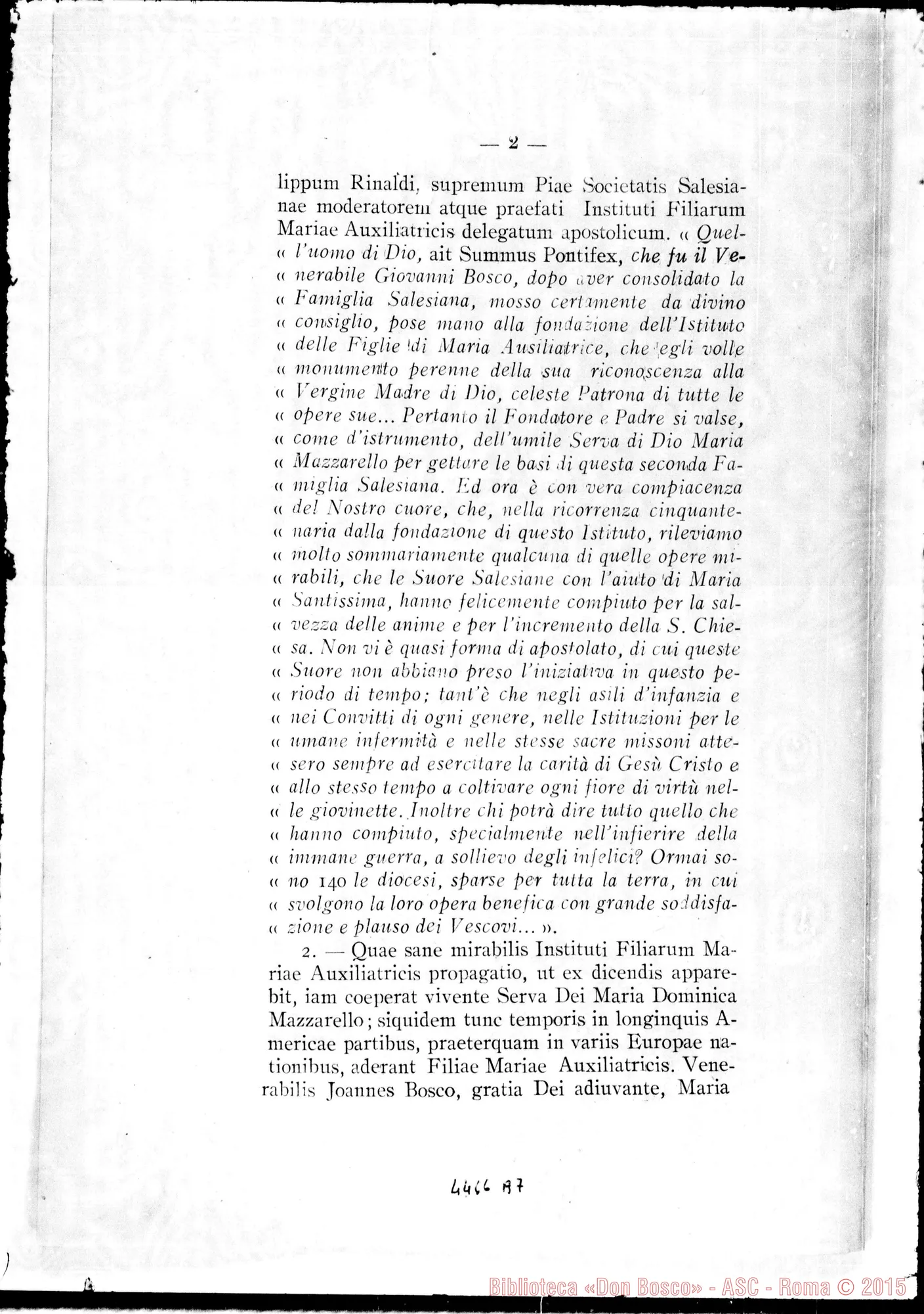 Fotogramma A 7 — Positio super Introductione Causae. 1922: