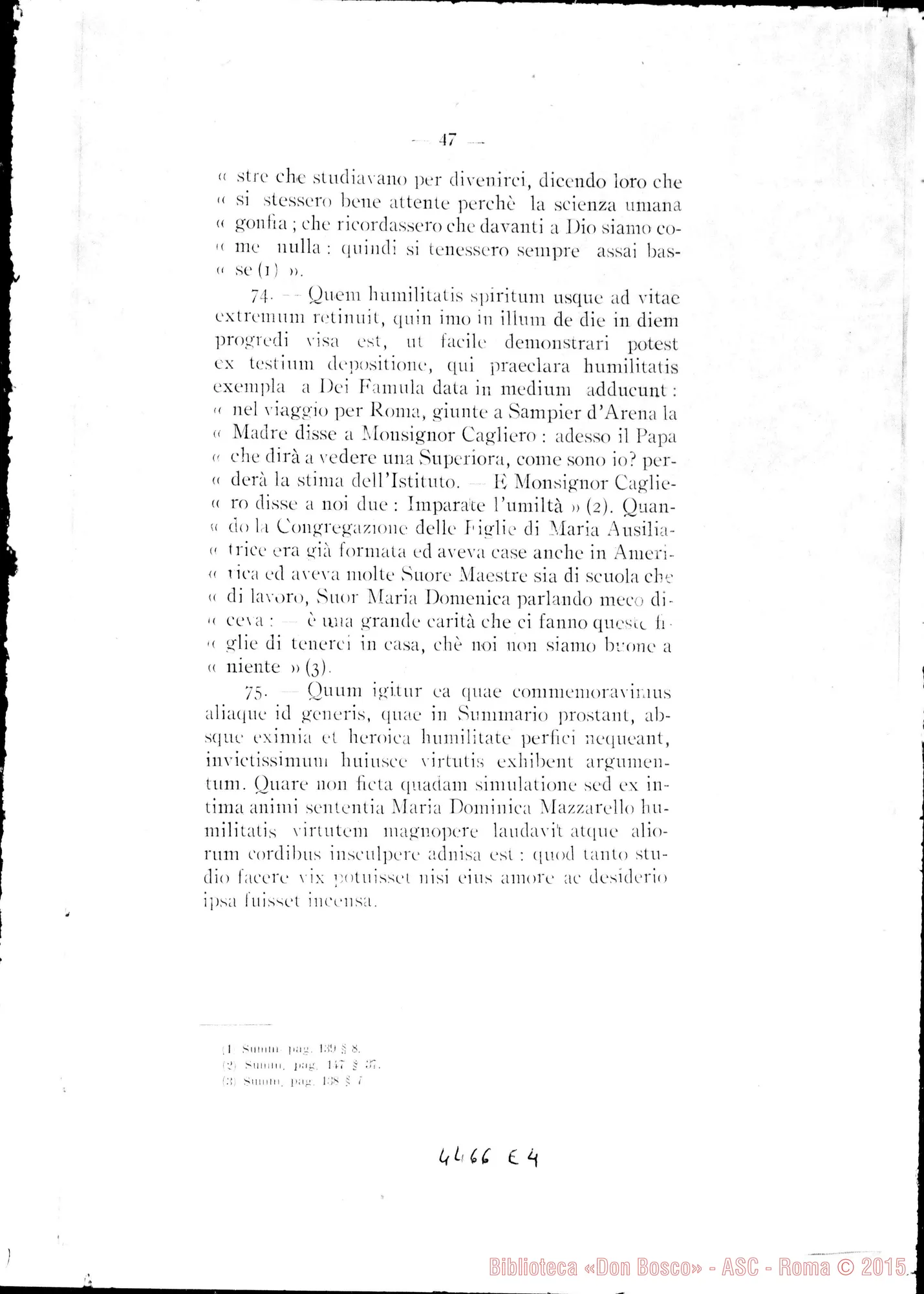 Fotogramma E 4 — De heroica Umilitate