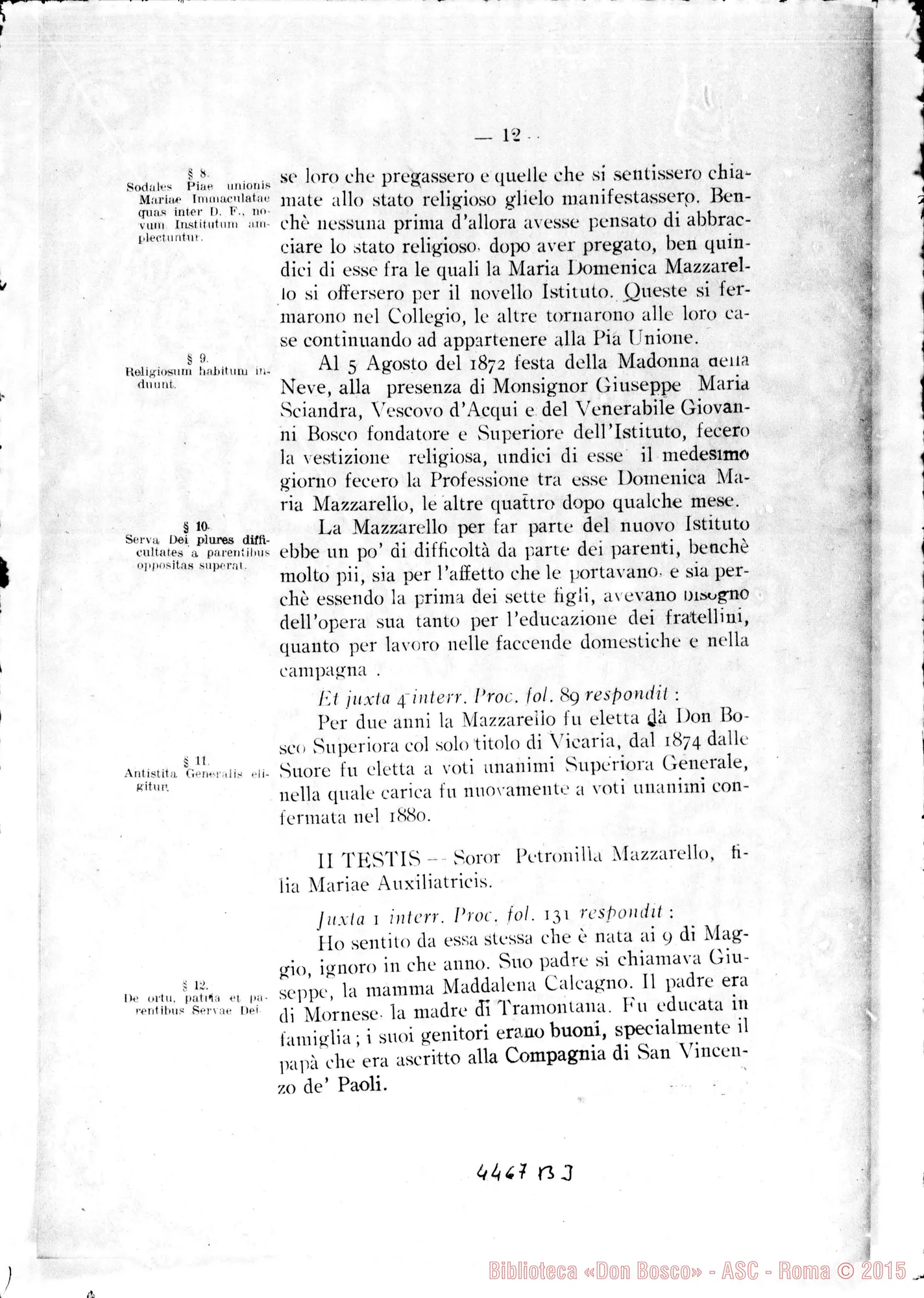 Fotogramma B 3 — Catalogus testium et scientiae singulorum causa. Aprilis, 1922