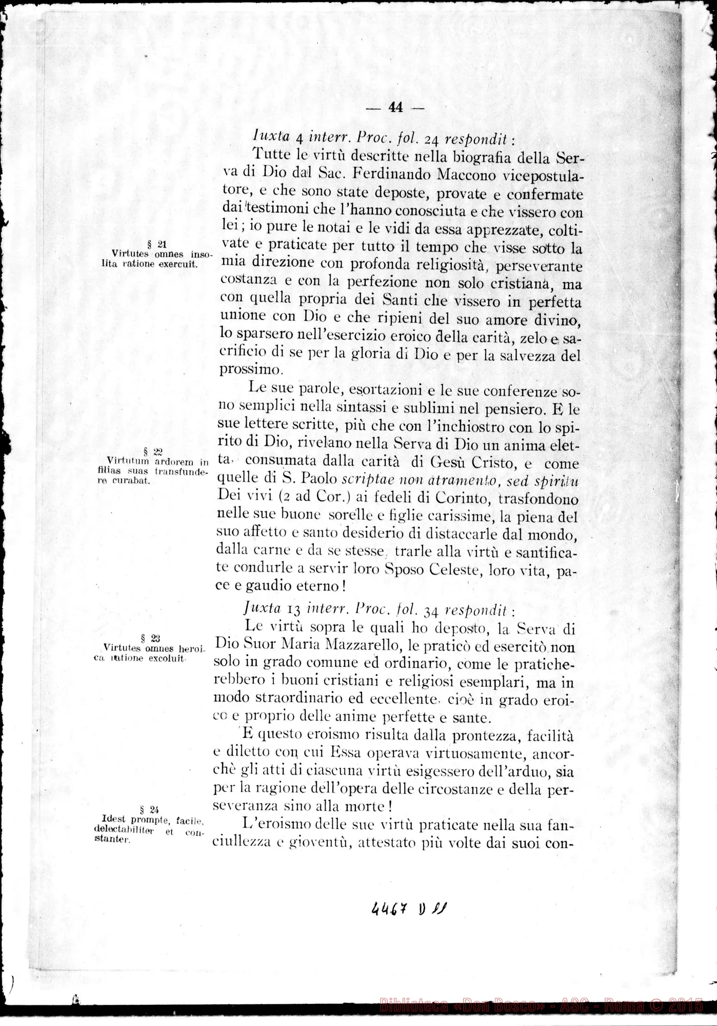 Fotogramma D 11 — Catalogus testium et scientiae singulorum causa. Aprilis, 1922