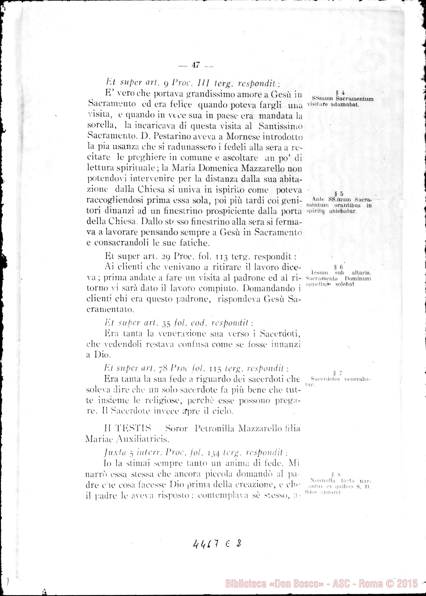 Fotogramma E 2 — Catalogus testium et scientiae singulorum causa. Aprilis, 1922