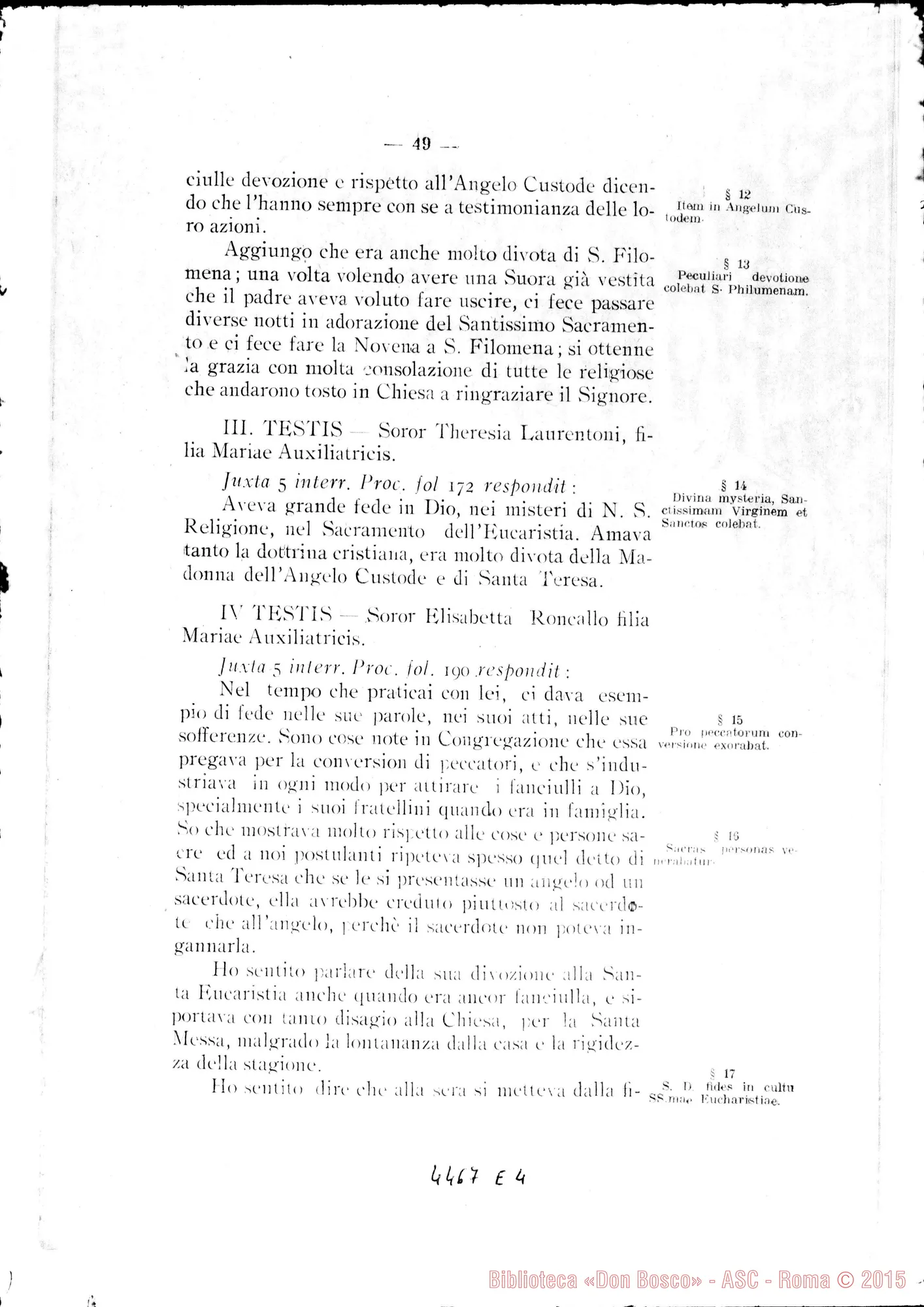 Fotogramma E 4 — Catalogus testium et scientiae singulorum causa. Aprilis, 1922