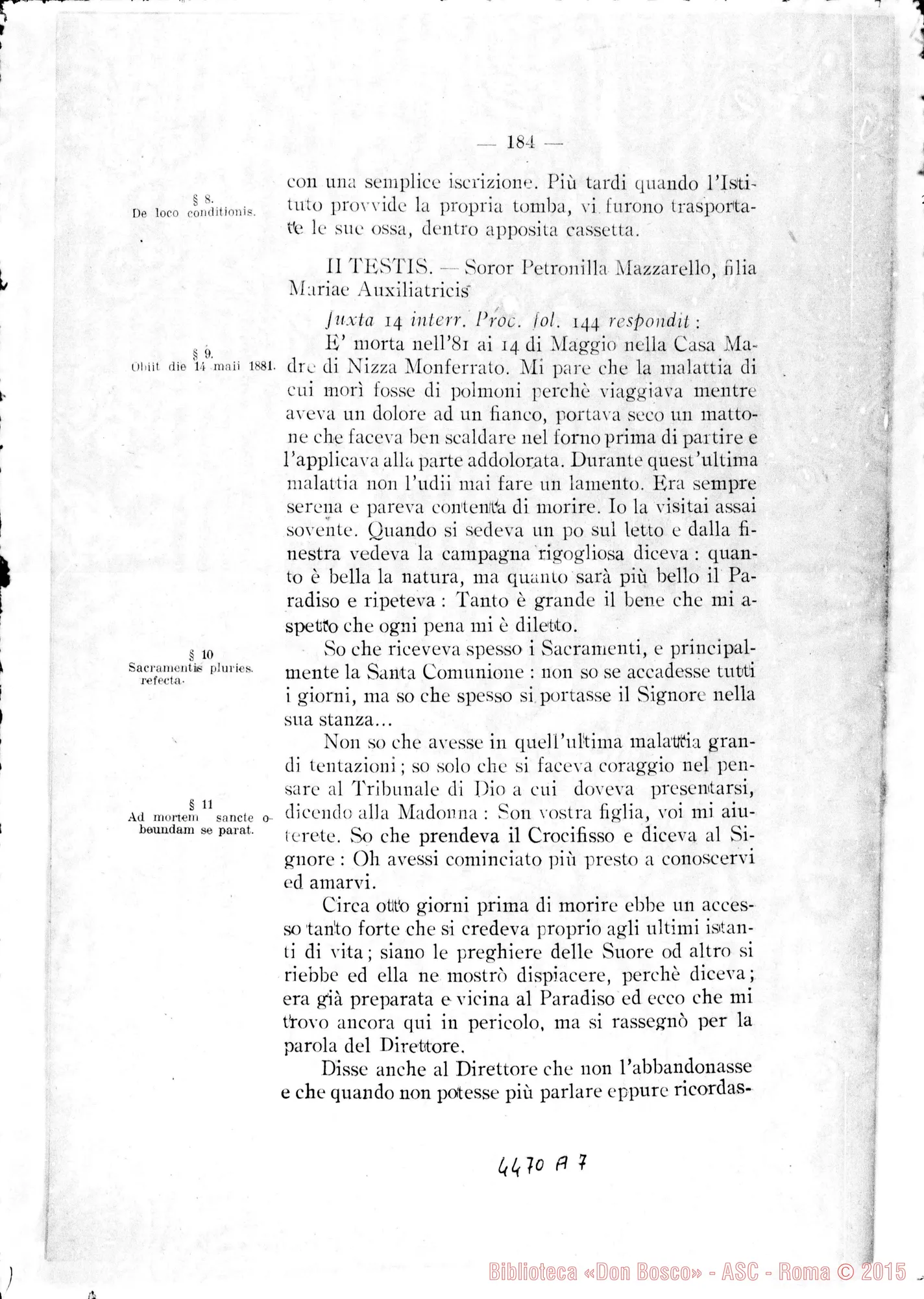 Fotogramma A 7 — Catalogus testium et scientiae singulorum causa. Aprilis, 1922