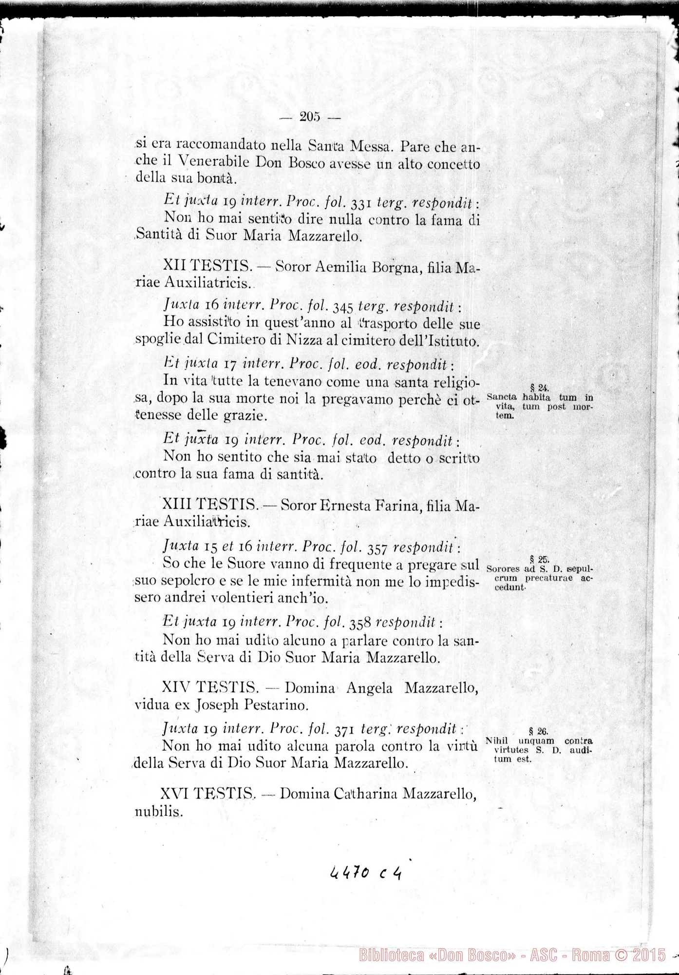 Fotogramma C 4 — Catalogus testium et scientiae singulorum causa. Aprilis, 1922