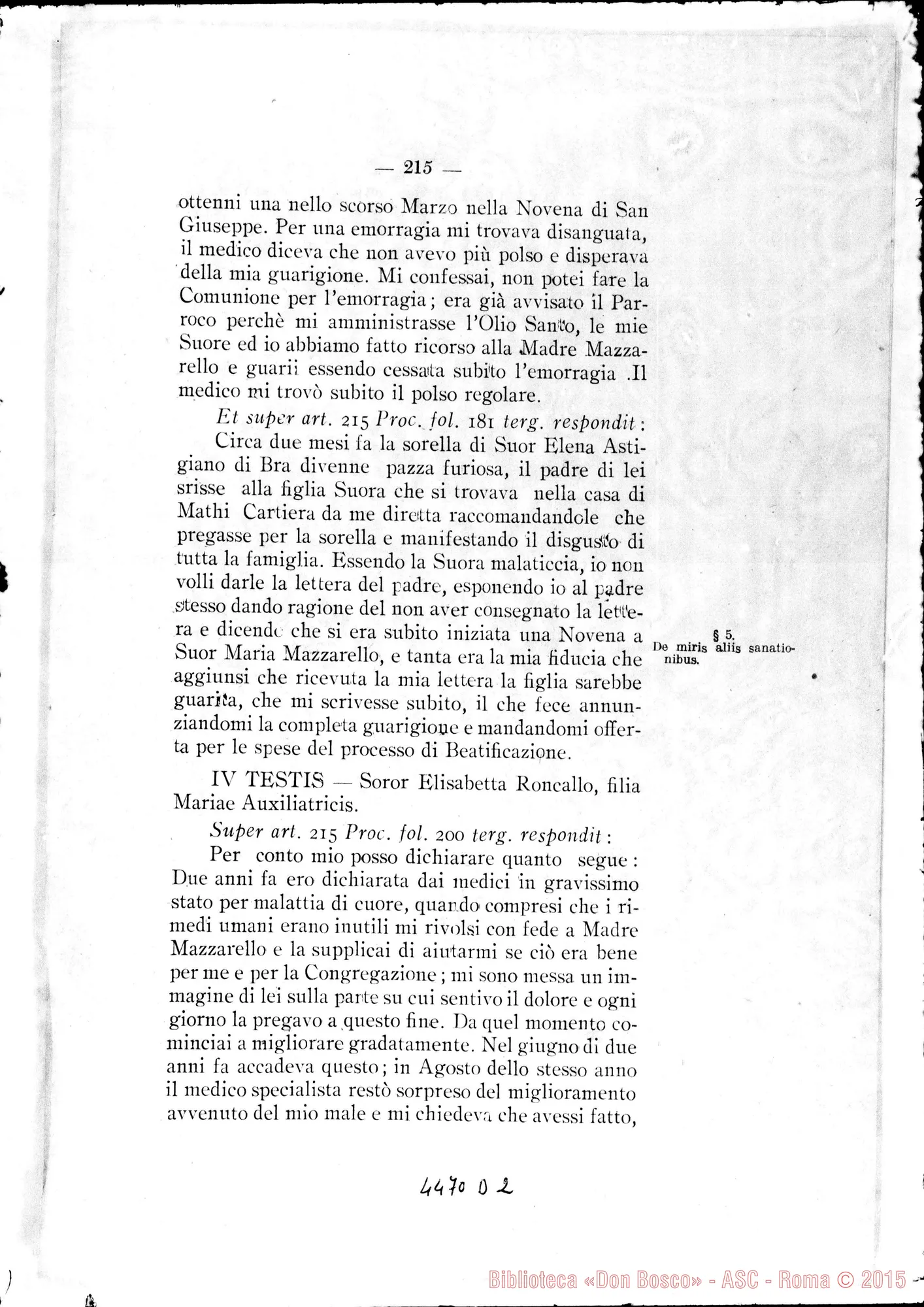 Fotogramma D 2 — Catalogus testium et scientiae singulorum causa. Aprilis, 1922
