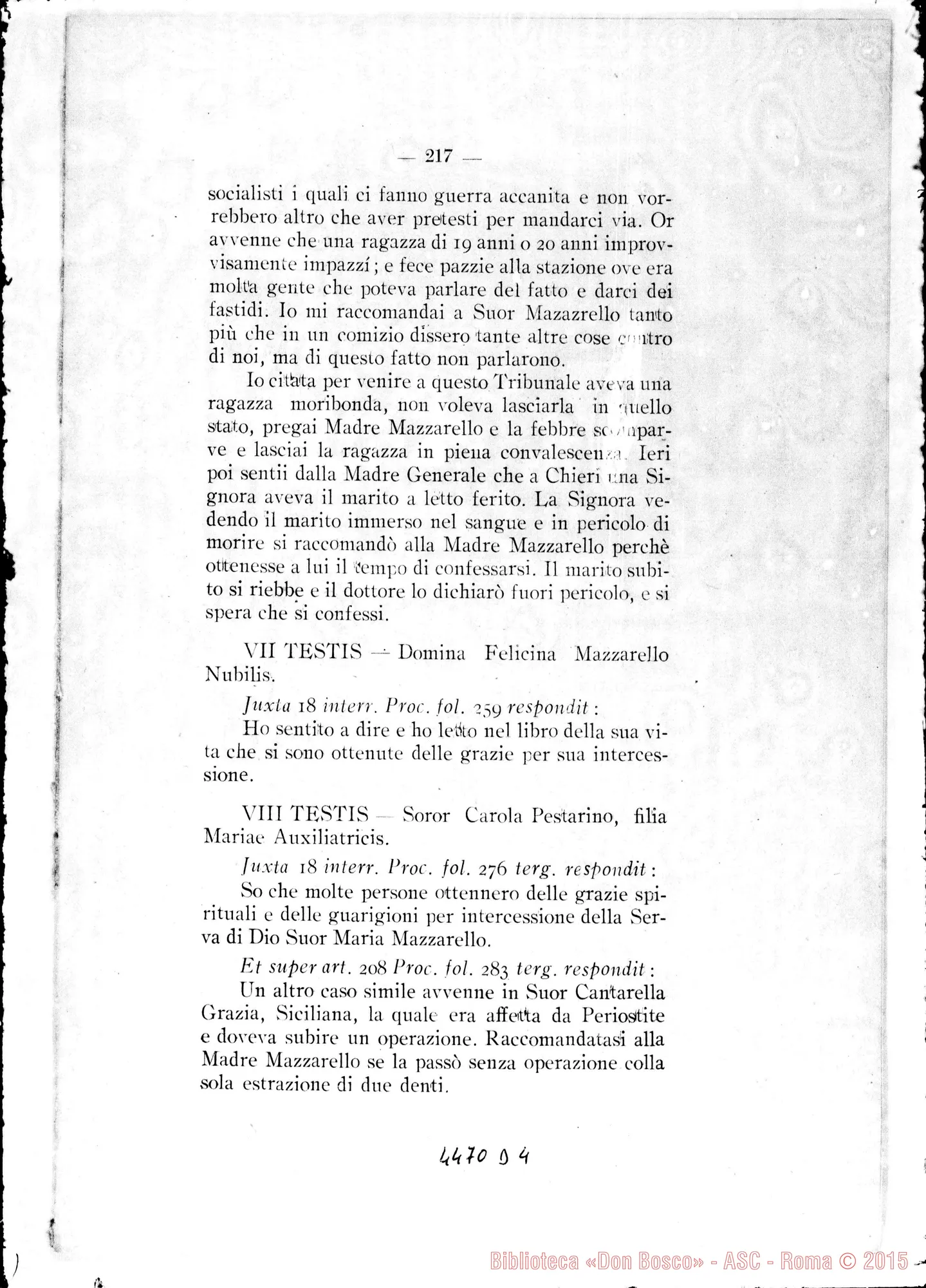 Fotogramma D 4 — Catalogus testium et scientiae singulorum causa. Aprilis, 1922