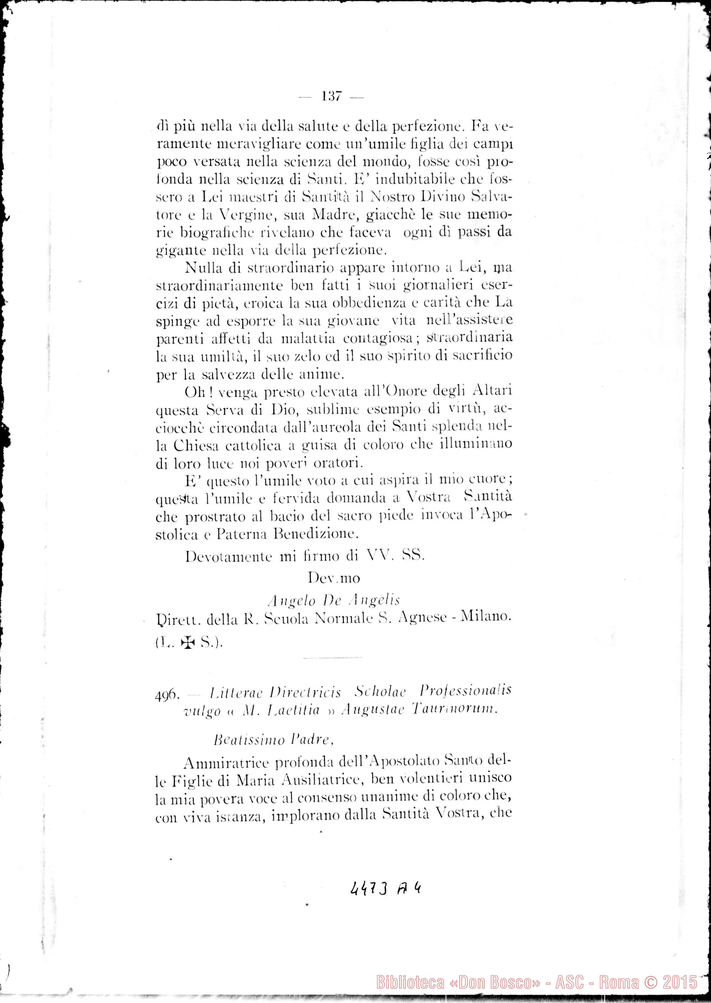 Fotogramma A 4 — Litterae Postulatoriae. 1923
