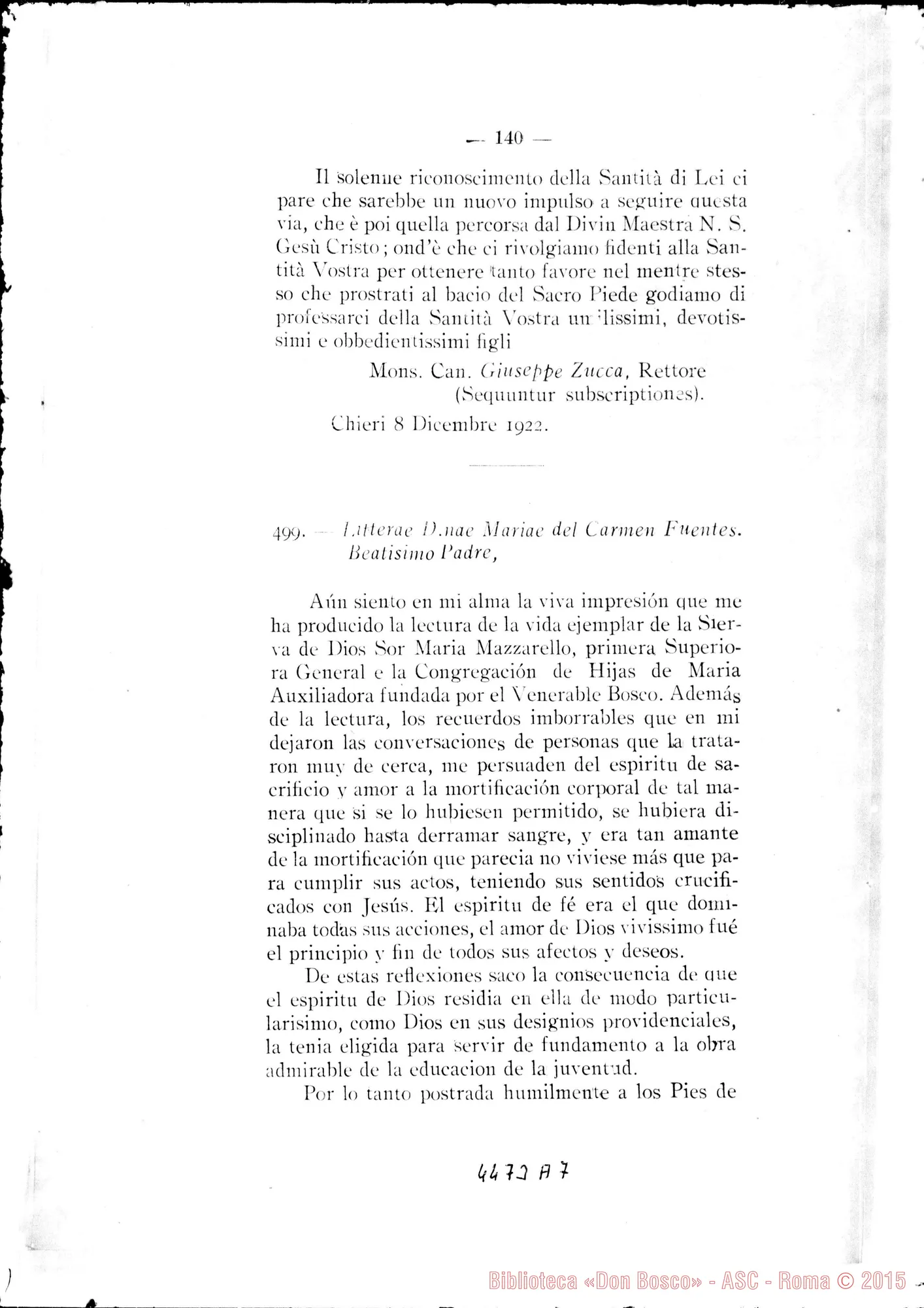 Fotogramma A 7 — Litterae Postulatoriae. 1923