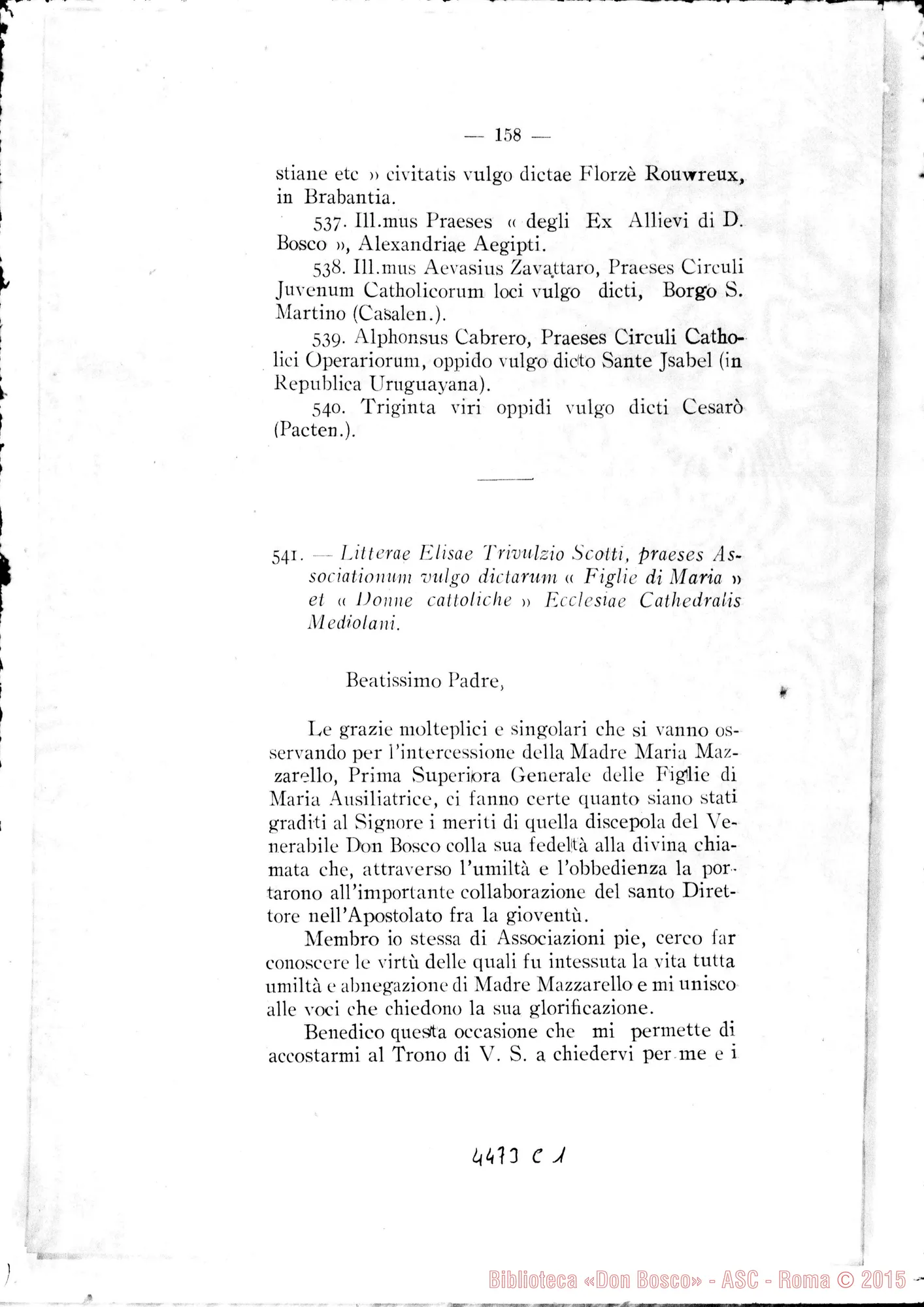 Fotogramma C 1 — Litterae Postulatoriae. 1923