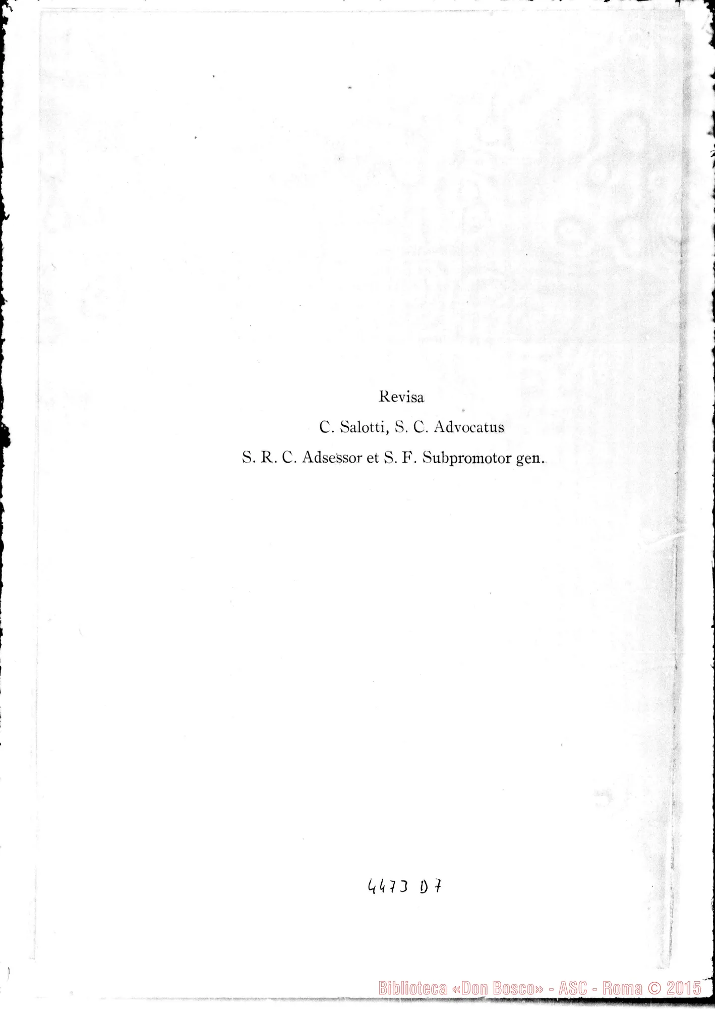 Fotogramma D 7 — Litterae Postulatoriae. 1923