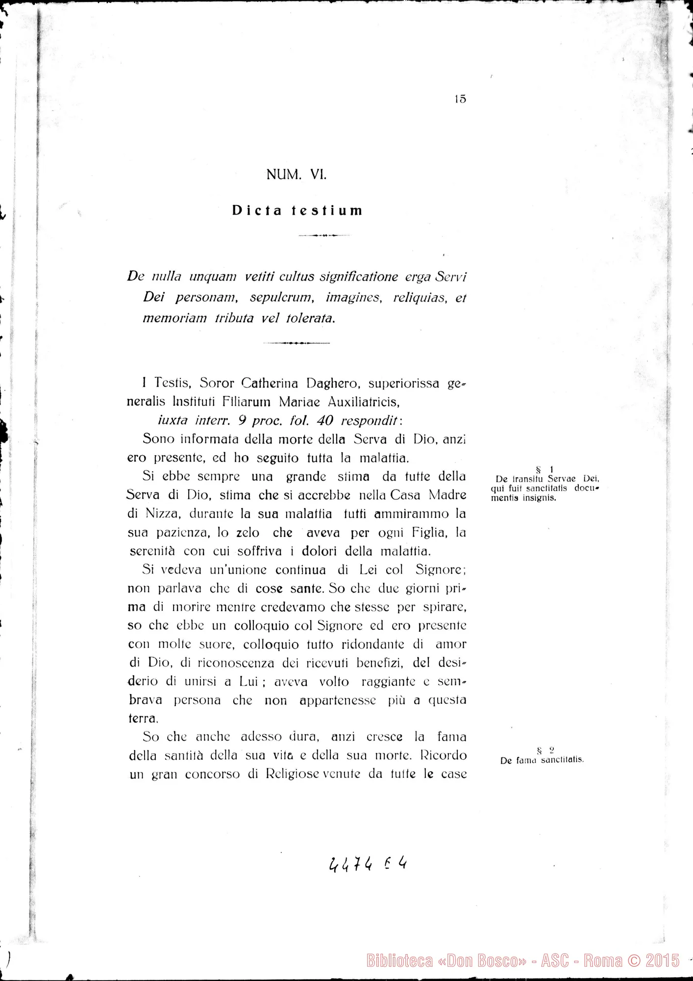 Fotogramma E 4 — Positio super Non Cultu. 1926