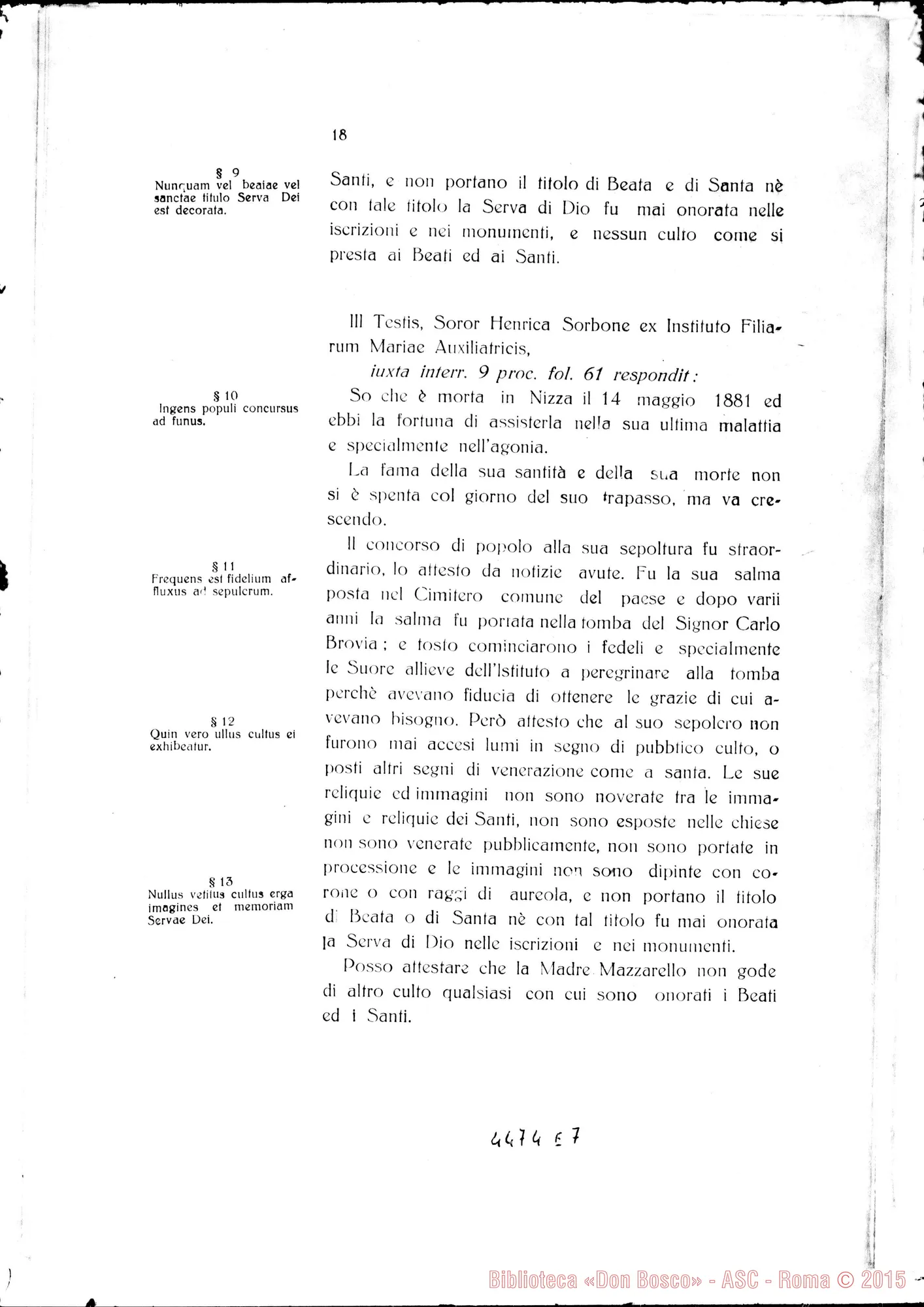 Fotogramma E 7 — Positio super Non Cultu. 1926
