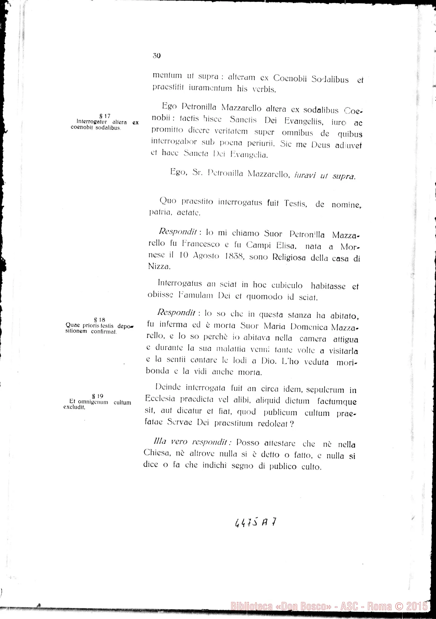 Fotogramma A 7 — Positio super Non Cultu. 1926