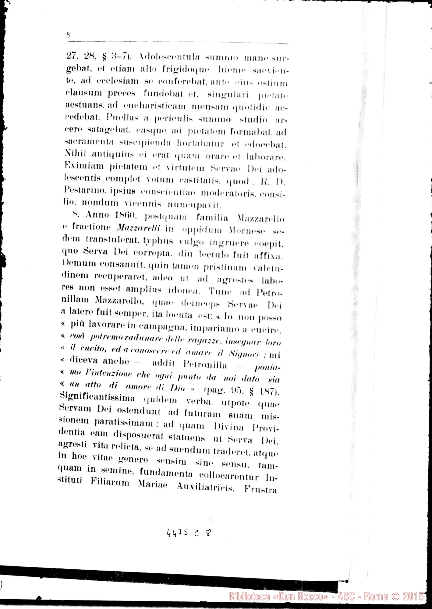 Fotogramma C 8 — Positio super virtutibus. Giugno 1933