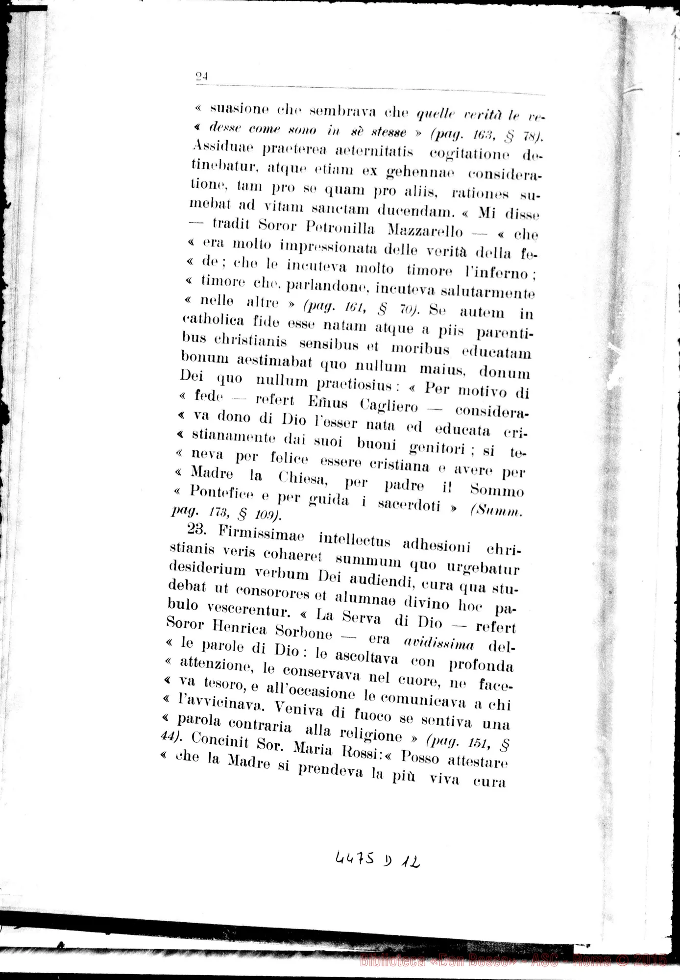 Fotogramma D 12 — Positio super virtutibus. Giugno 1933