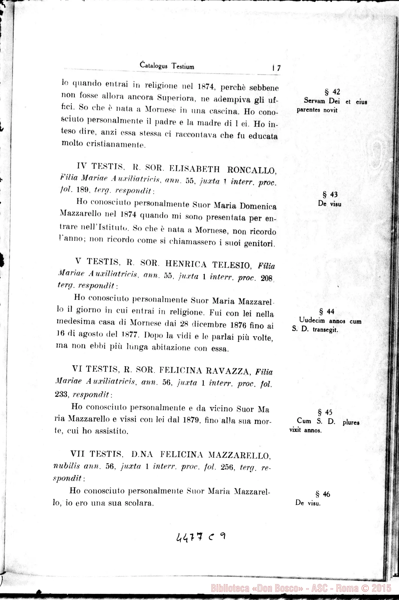 Fotogramma C 9 — Catalogus testium eorumque scientiae causa