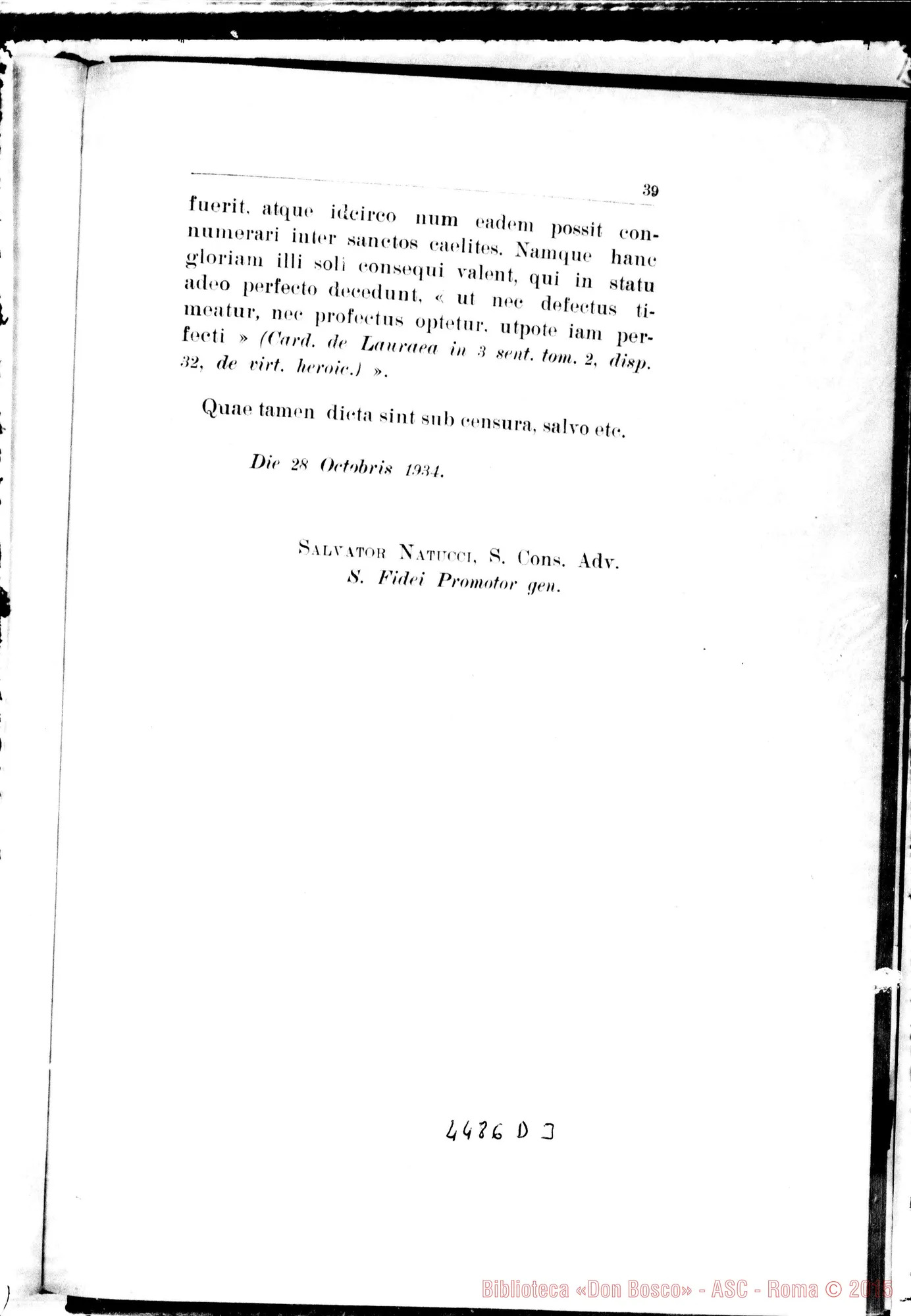 Fotogramma D 3 — Animadversiones R.P. Promotoris Generalis Fidei. Ottobre 1934