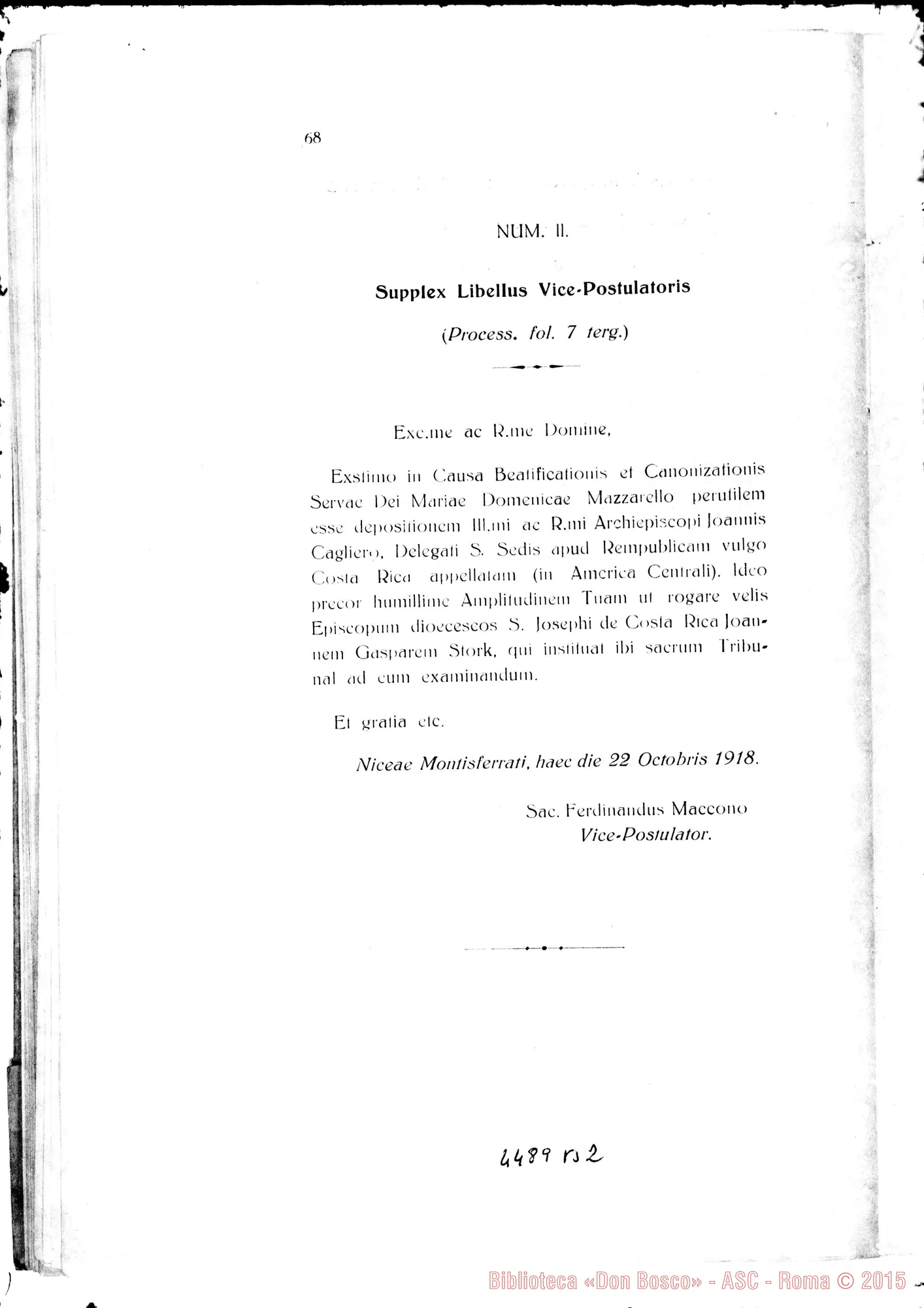 Fotogramma B 2 — Positio super validitate Processuum. 1934