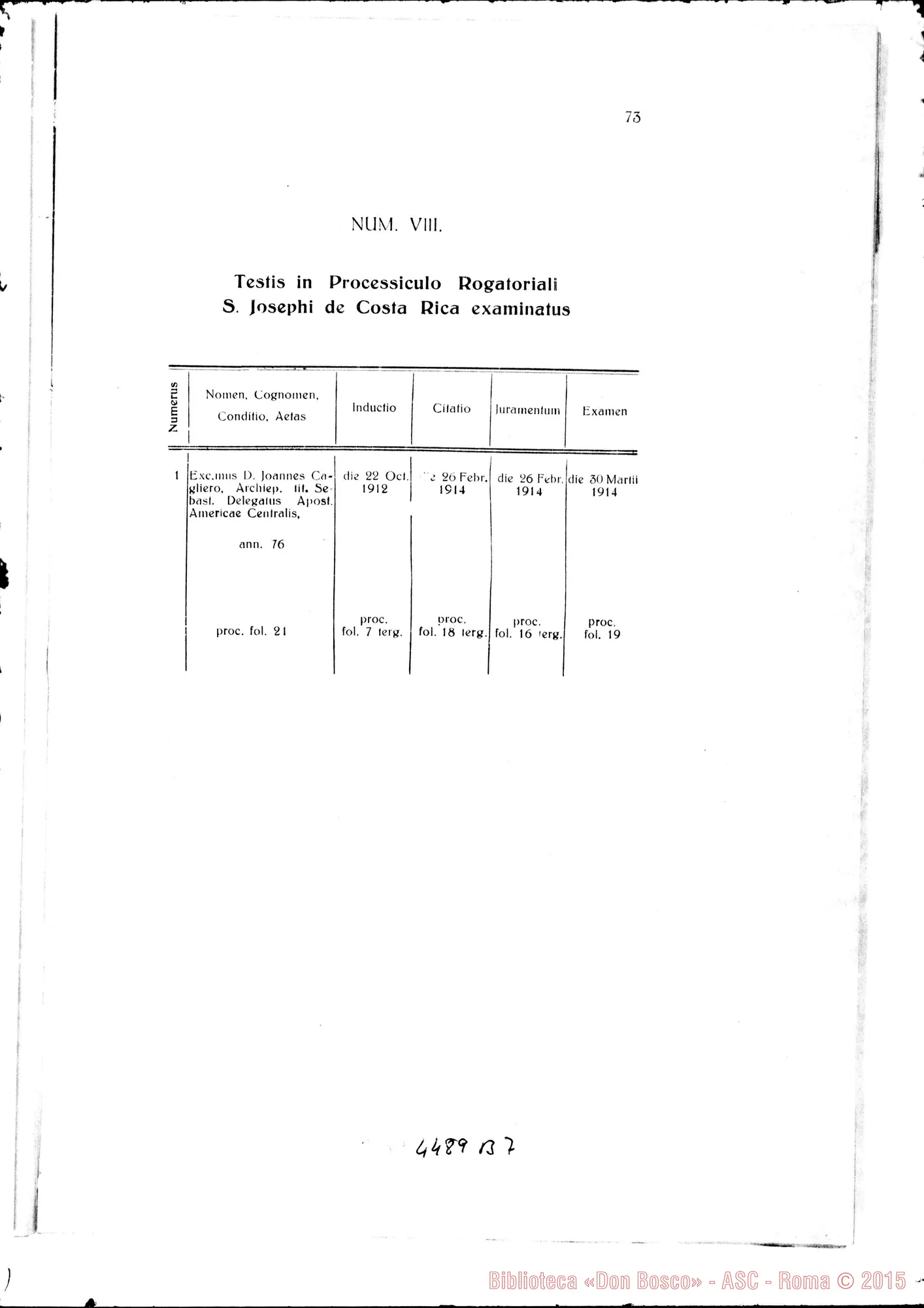 Fotogramma B 7 — Positio super validitate Processuum. 1934