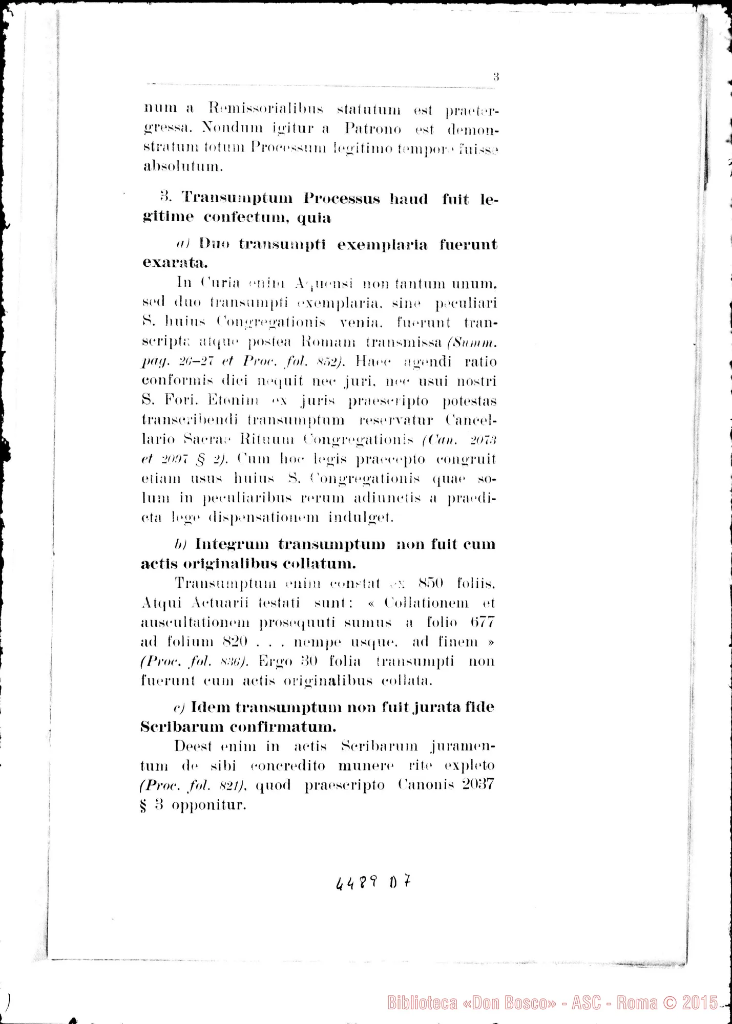 Fotogramma D 7 — Positio super validitate Processuum. 1934