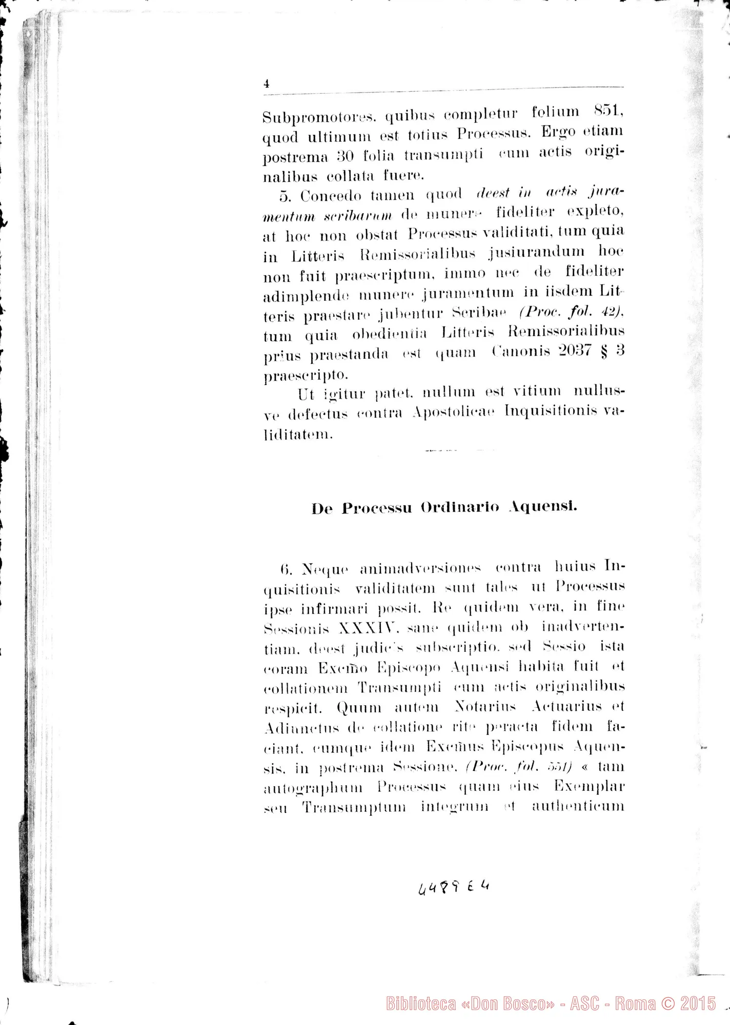 Fotogramma E 4 — Positio super validitate Processuum. 1934