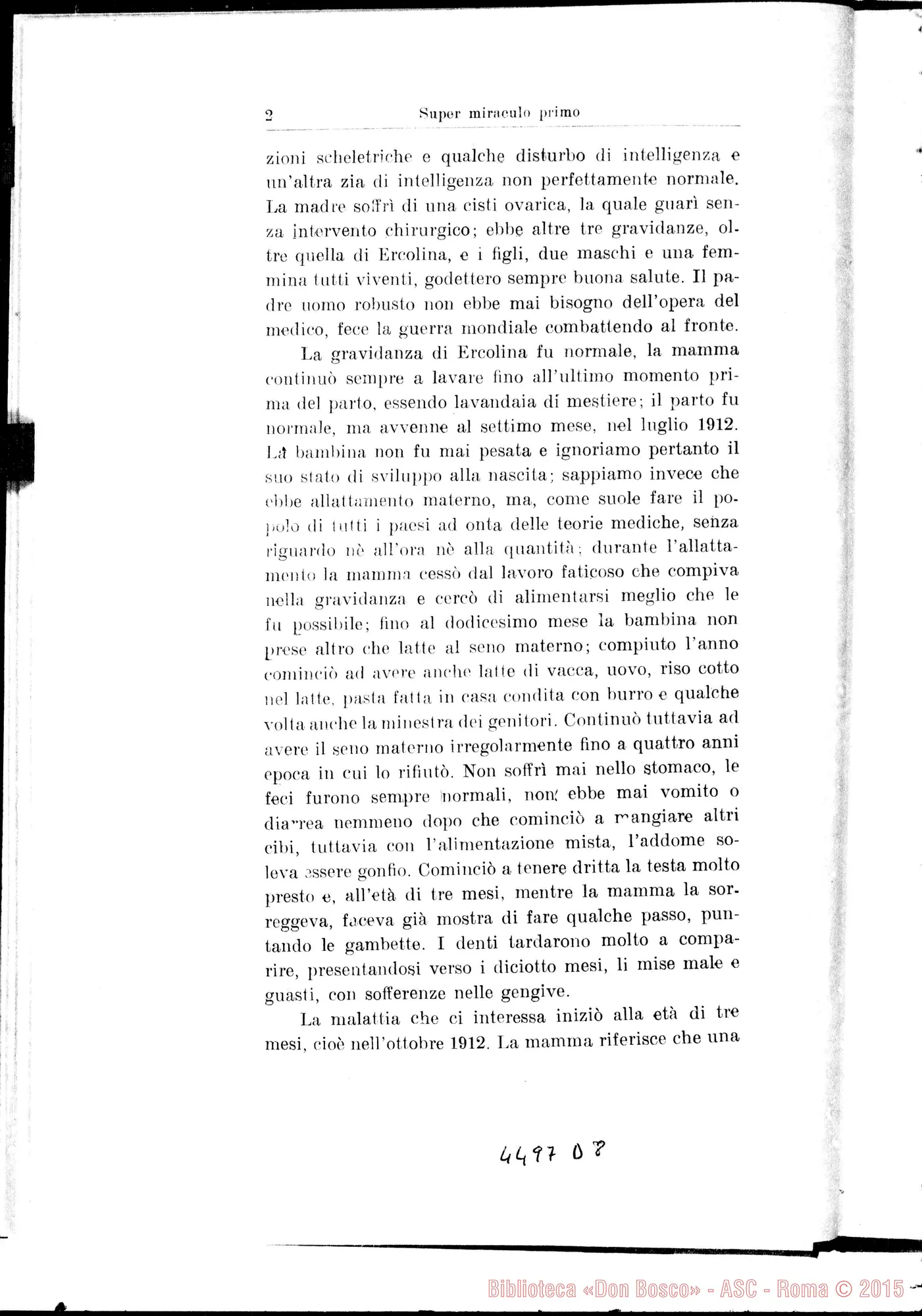 Fotogramma D 8 — Nova positio super miraculis. Agosto 1937