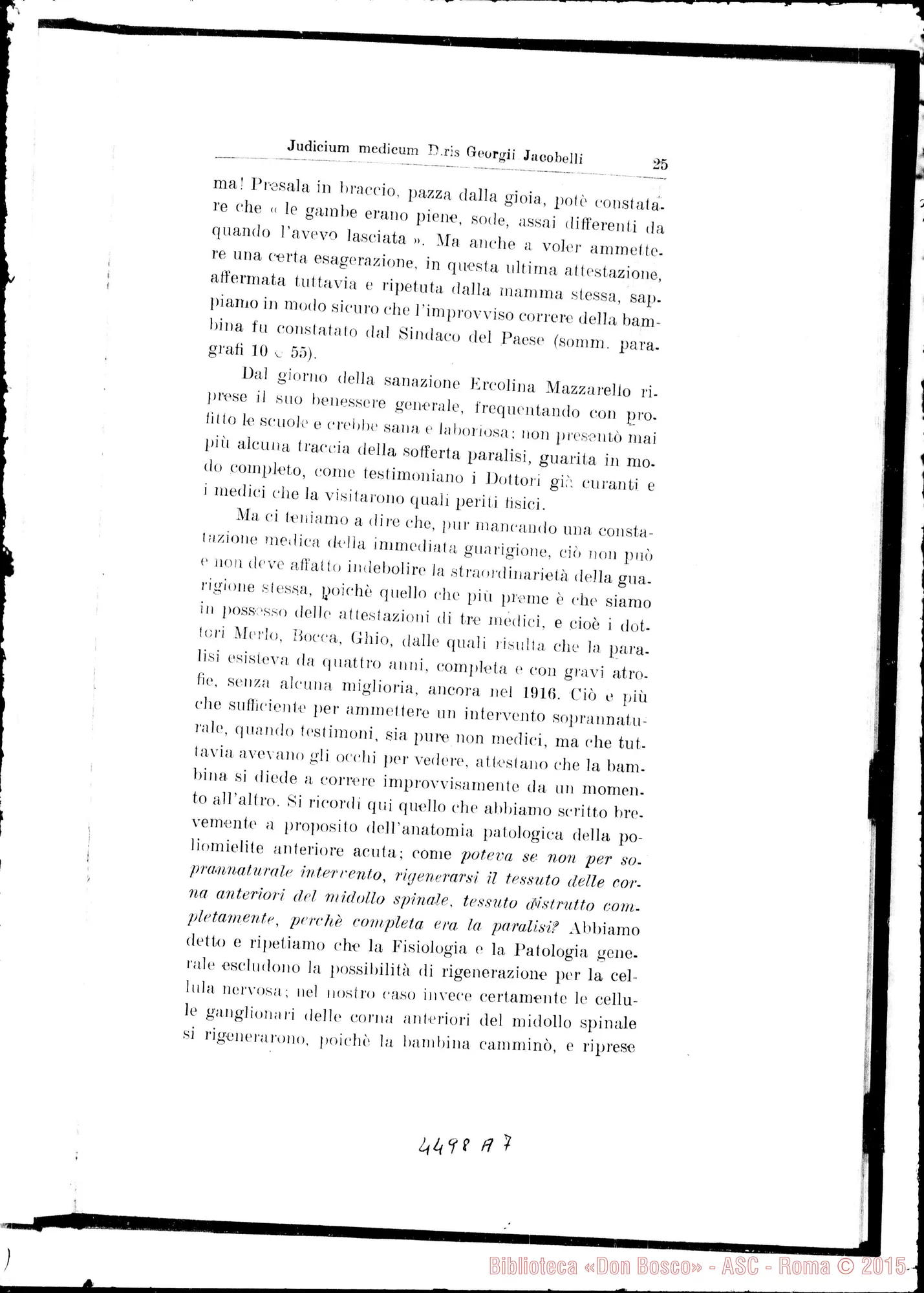 Fotogramma A 7 — Nova positio super miraculis. Agosto 1937
